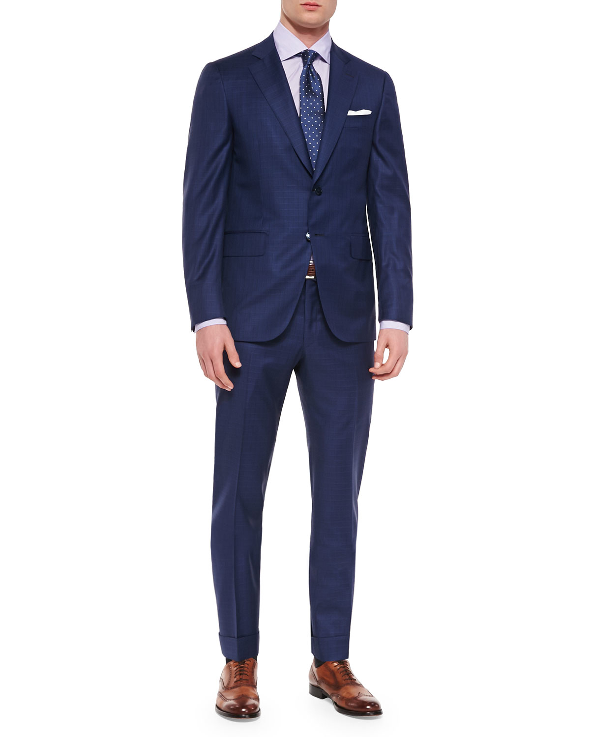 Isaia Box Check Two-piece Suit in Blue for Men - Lyst