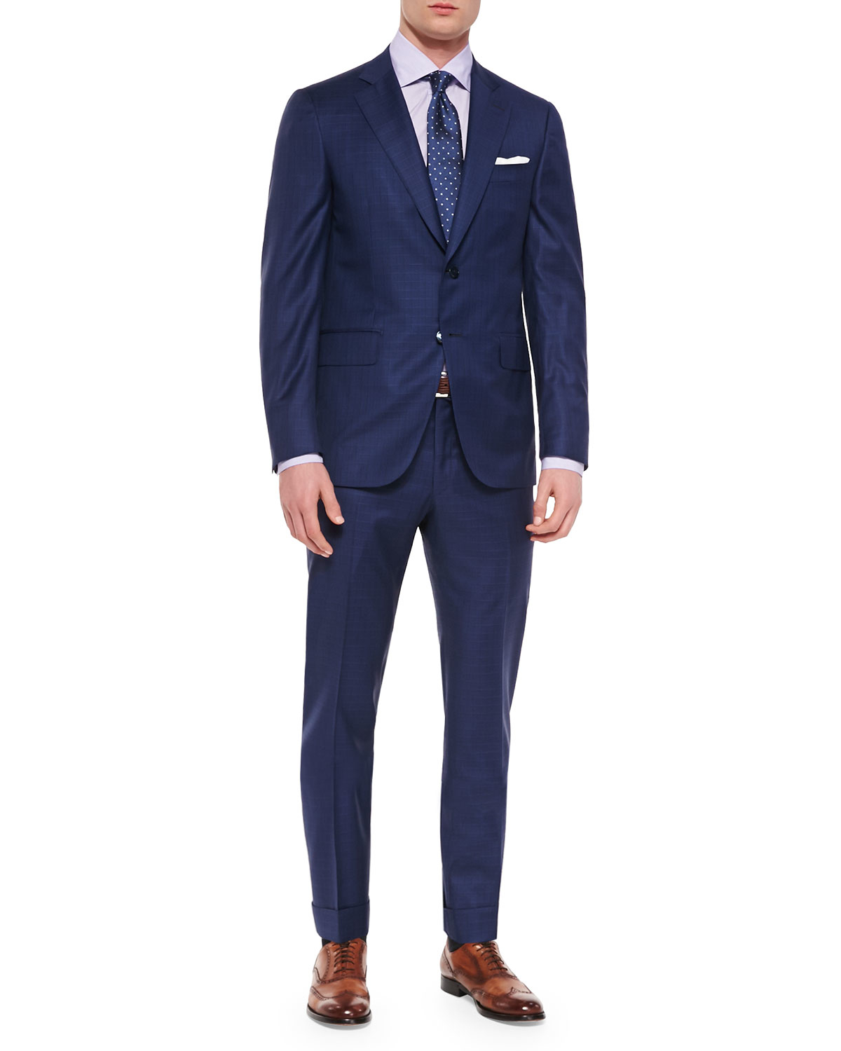 Isaia Box Check Two-piece Suit in Blue for Men - Lyst