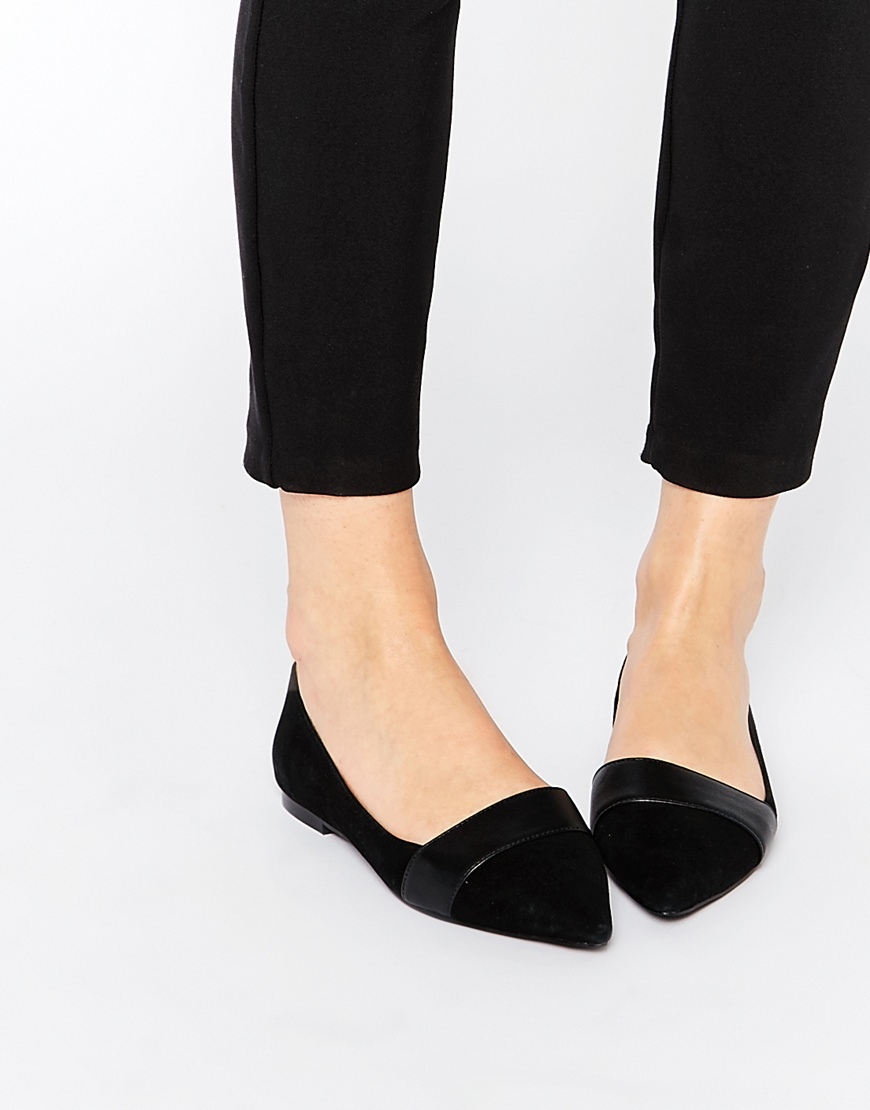 Faith Ace Black Pointed Flat Shoes in Black | Lyst