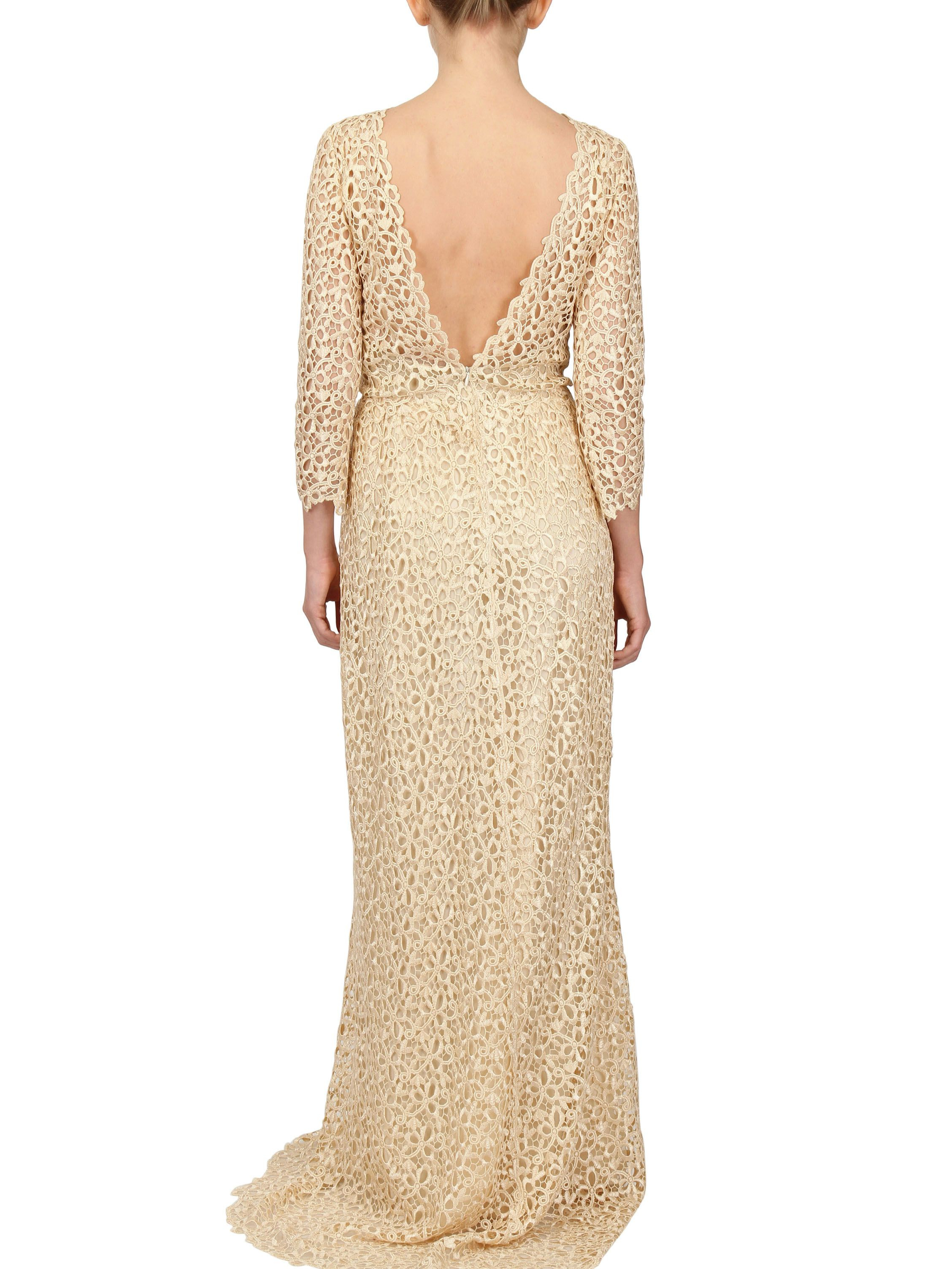 Lyst Luisa Beccaria Macrame Silk Long Dress in White