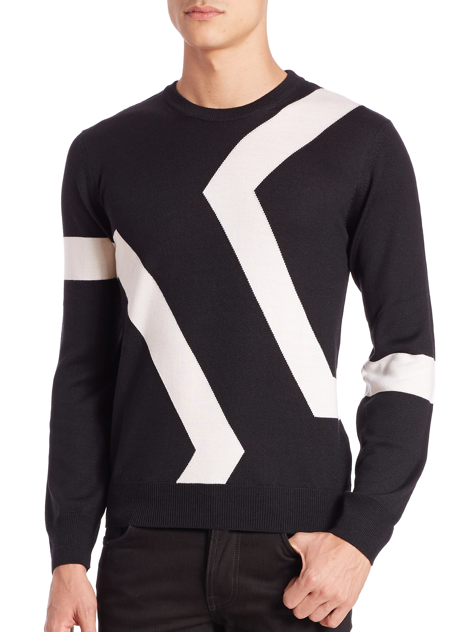 Lyst - Kent & Curwen Hexagon Intarsia Knit Sweater in Black for Men