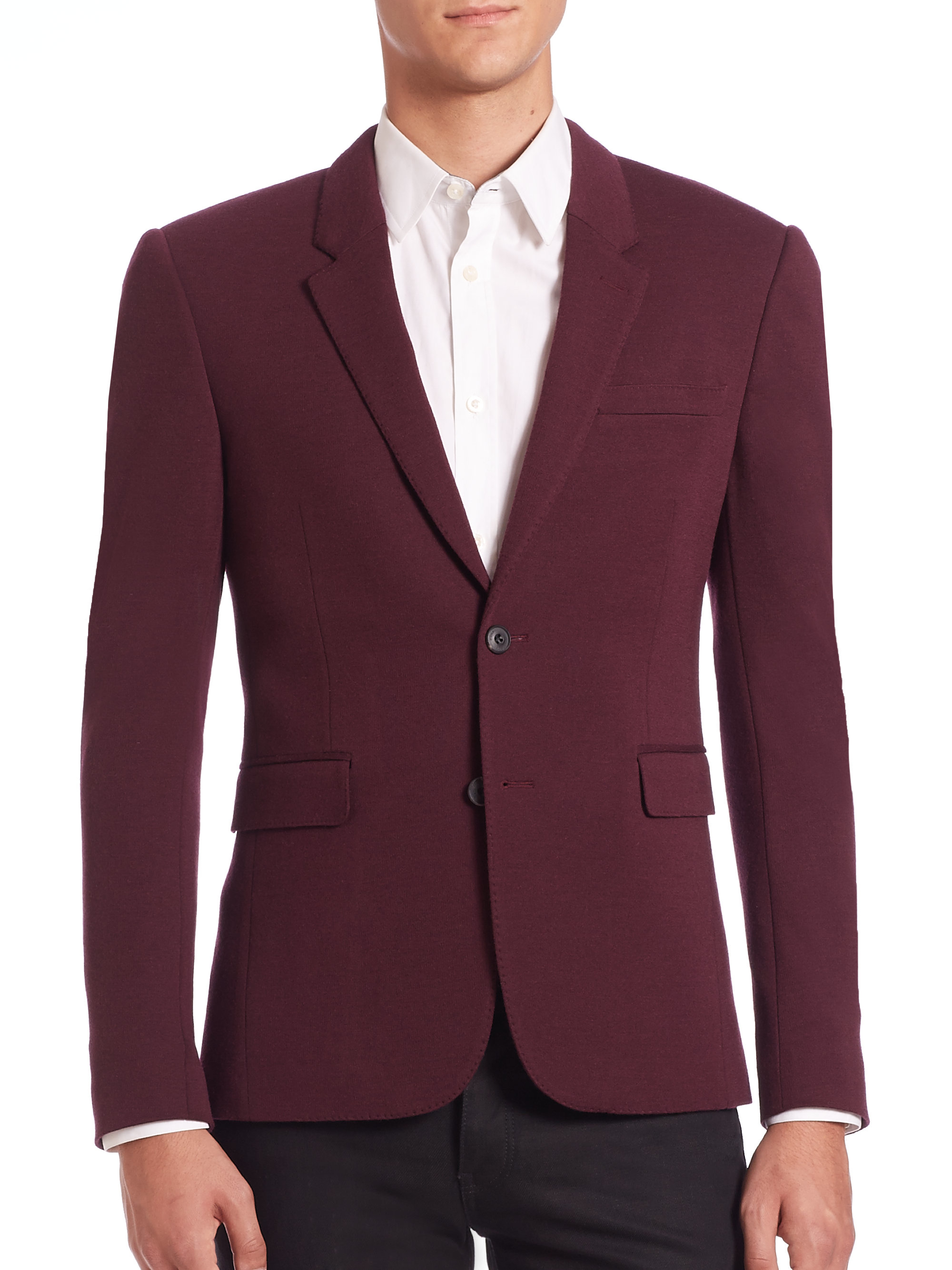 Lyst - Burberry Laceby Wool Blazer in Purple for Men