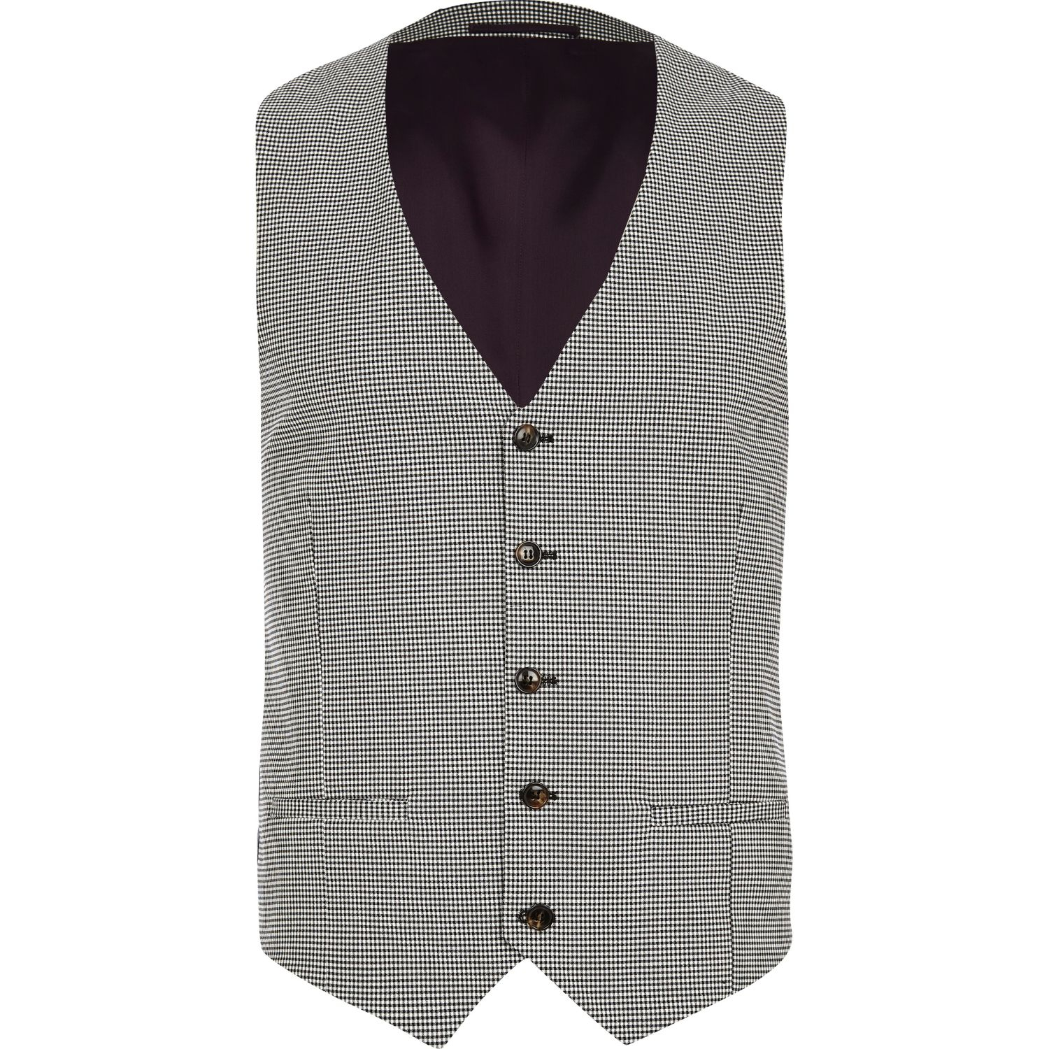 River Island Black and White Dogtooth Skinny Waistcoat in White for Men ...