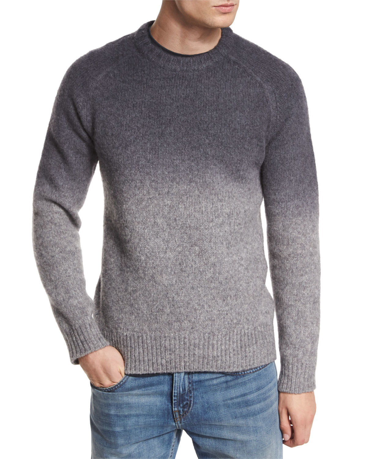 J brand Hayes Dip-dyed Merino Wool Sweater in Black for Men | Lyst