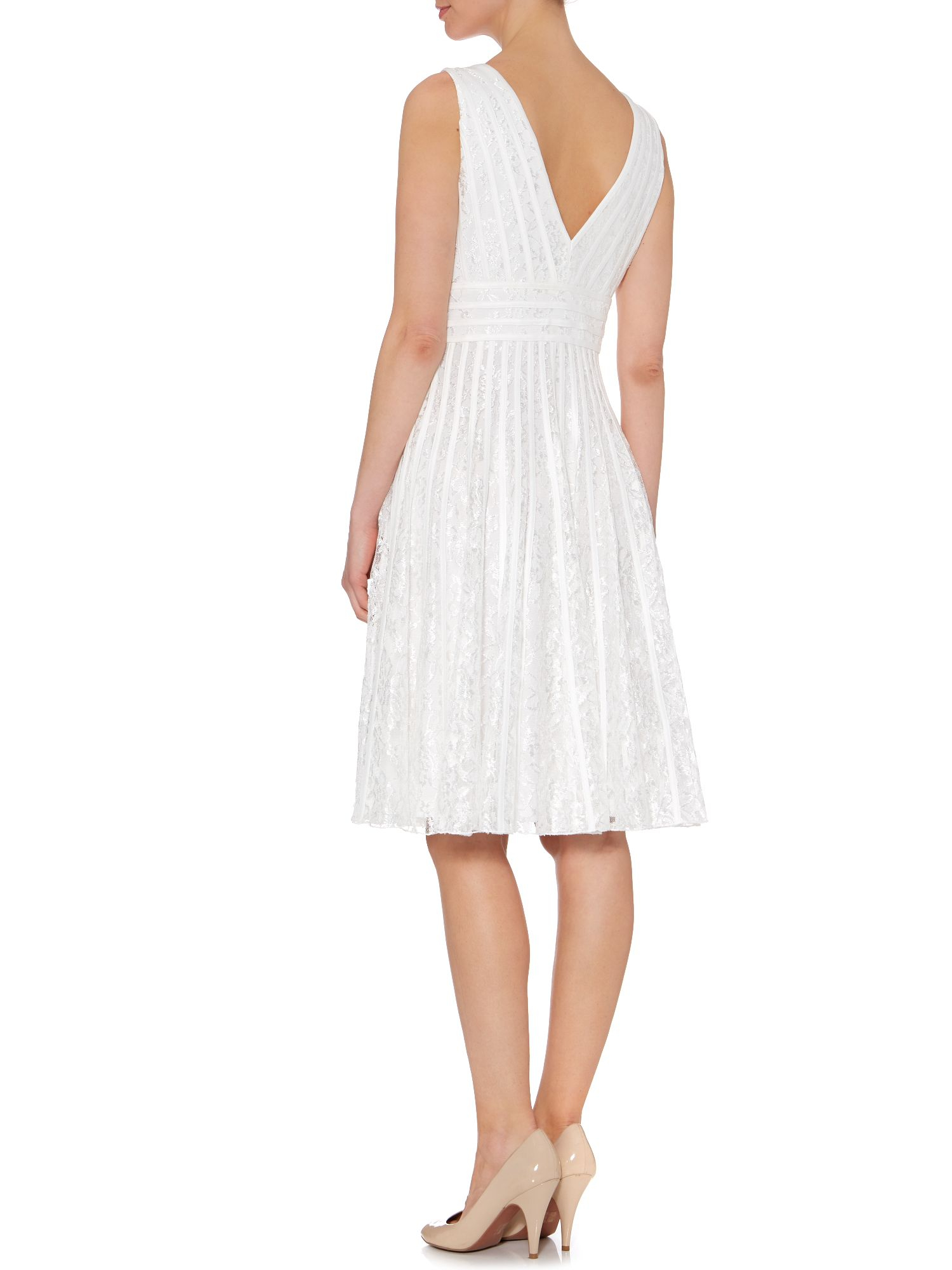 Js collections Vneck Lace Ribbon Dress in White Lyst