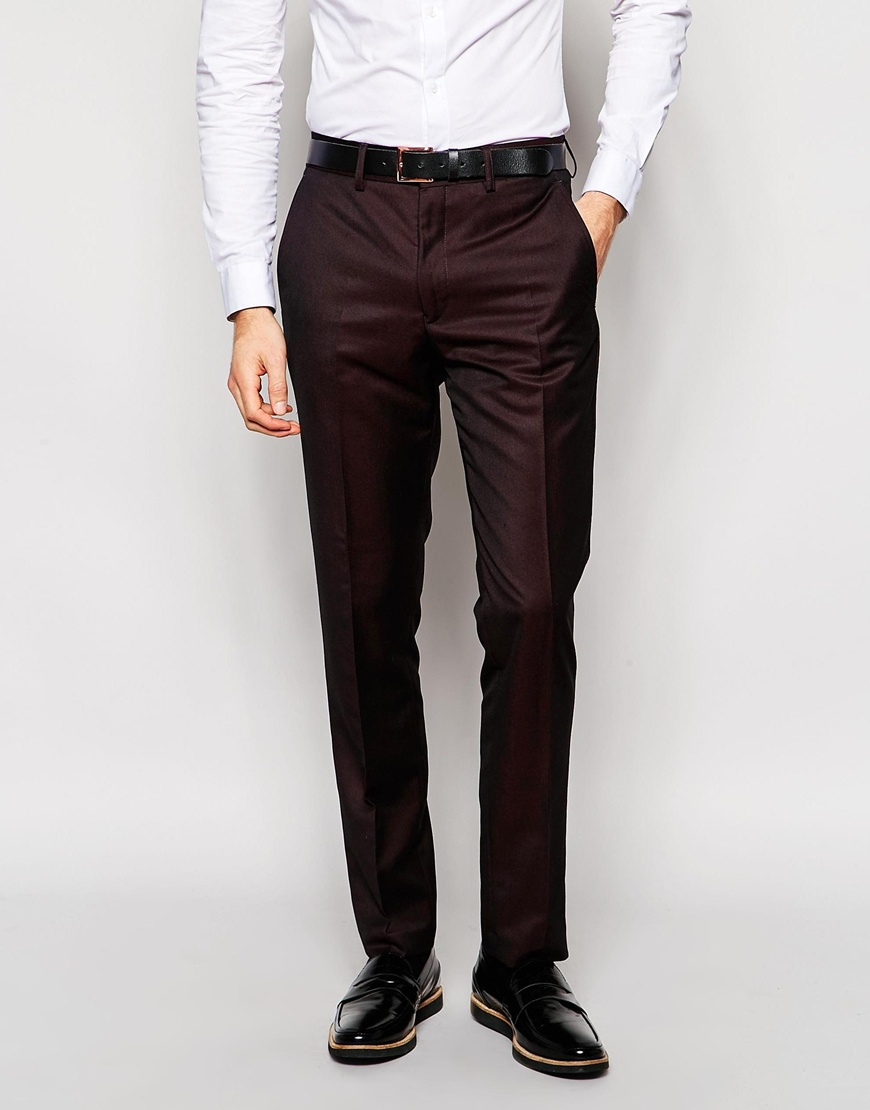Lyst - French Connection Burgundy Tonic Suit Trousers in Brown for Men