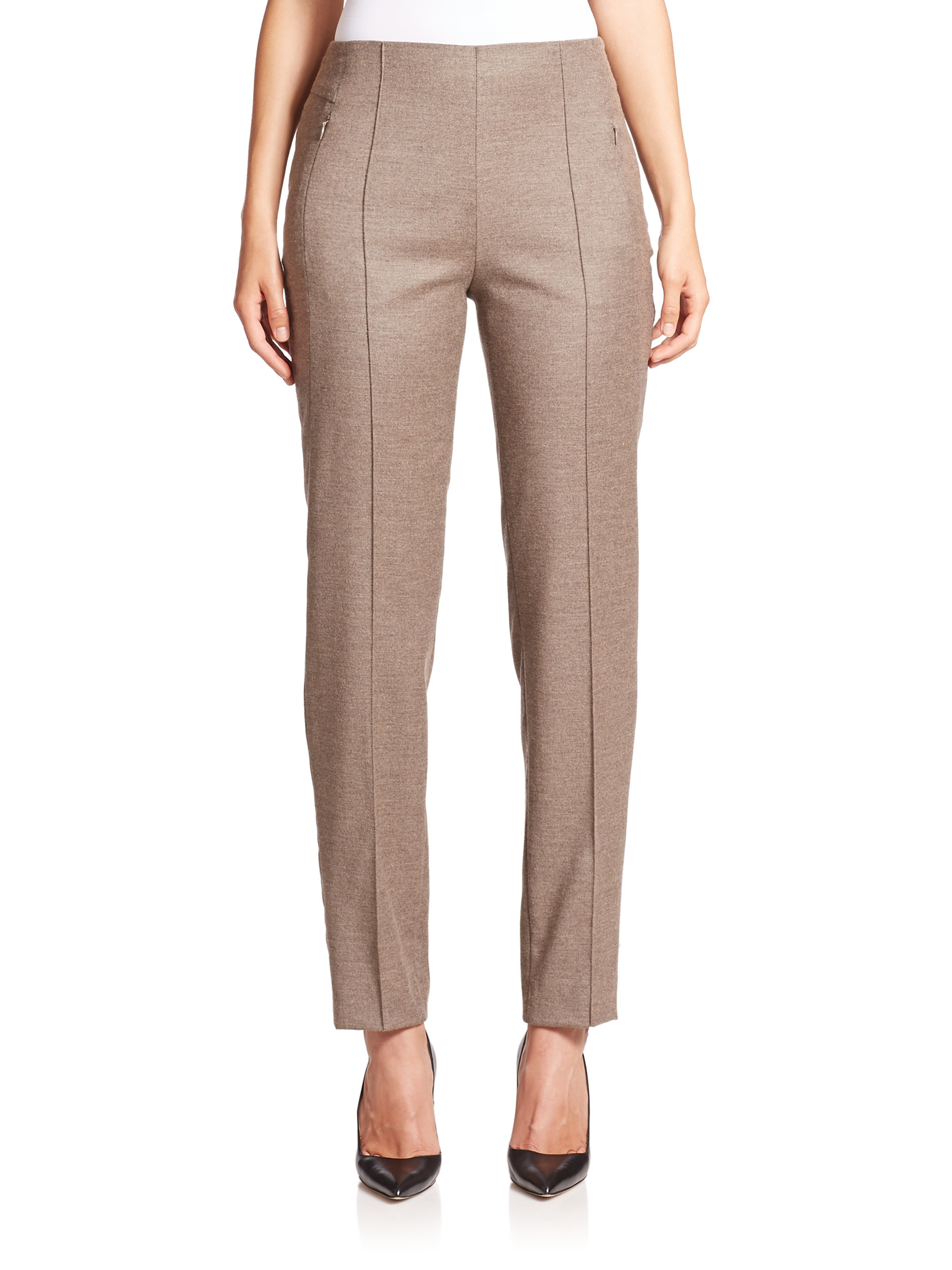 escada tuski stretch wool cashmere ankle pants in brown escada tuski stretch wool cashmere ankle pants in brown
