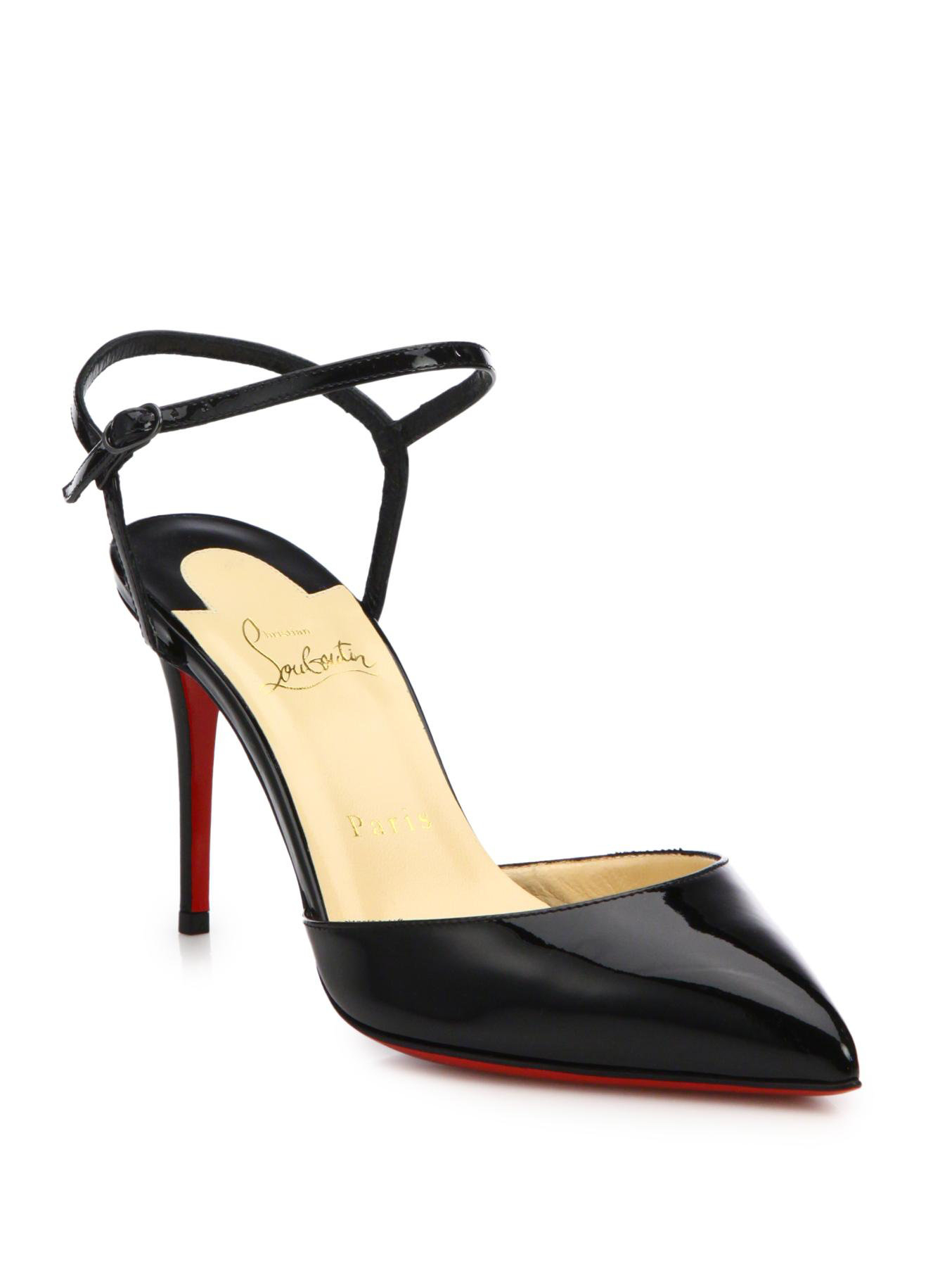 christian louboutin black patent leather ankle