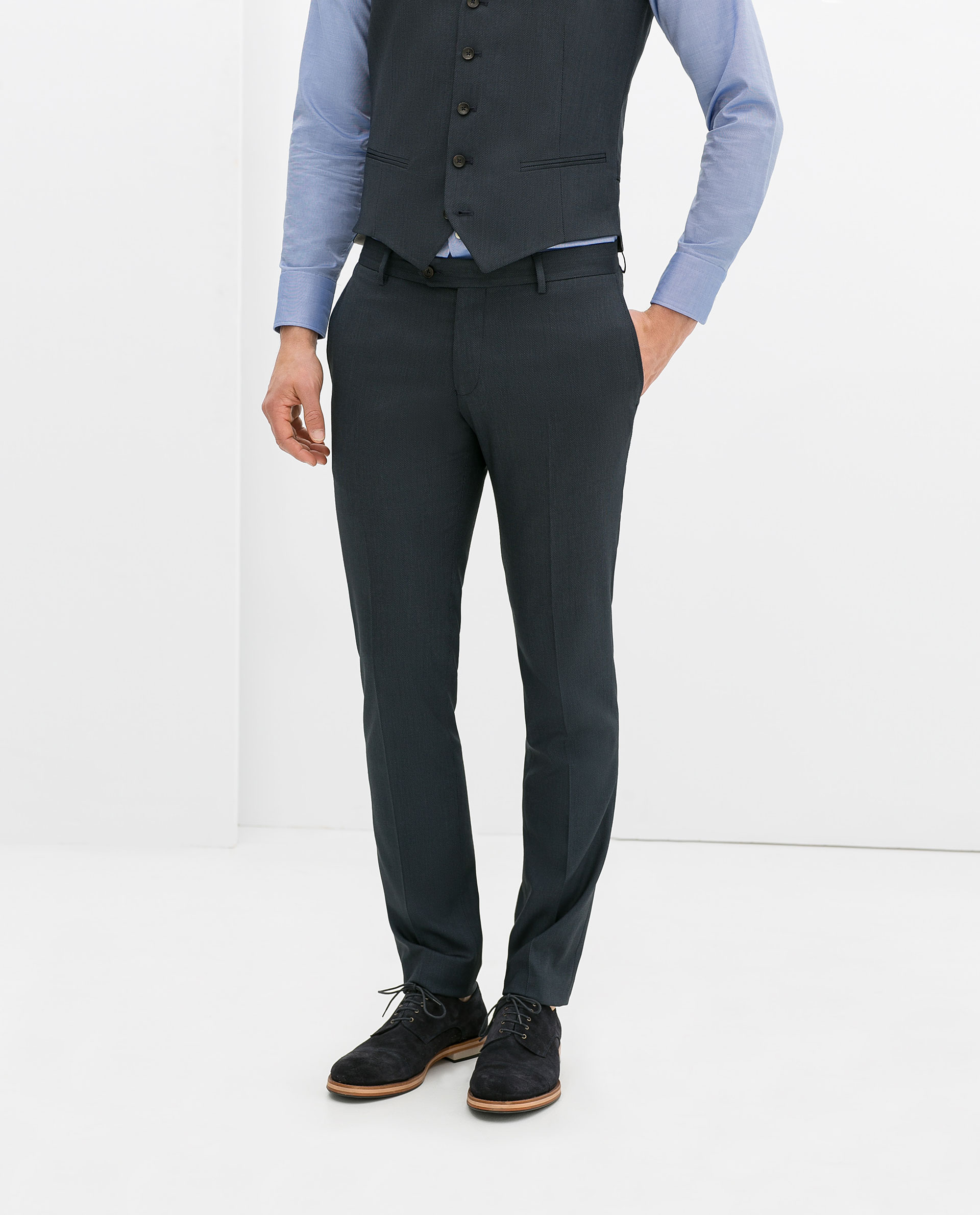 Zara Birdseye Suit Trousers Birdseye Suit Trousers in Blue for Men
