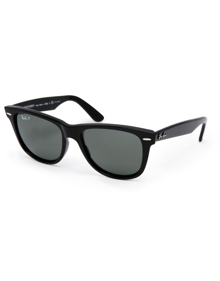 Ray-ban Leather Wayfarer Sunglasses in Black for Men | Lyst