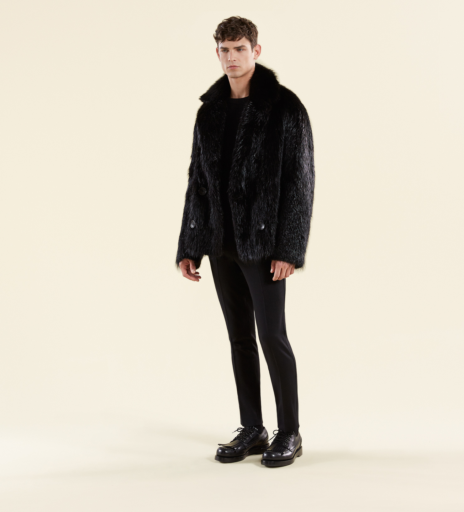Gucci Double Ted Fur Coat In Black For Men Lyst