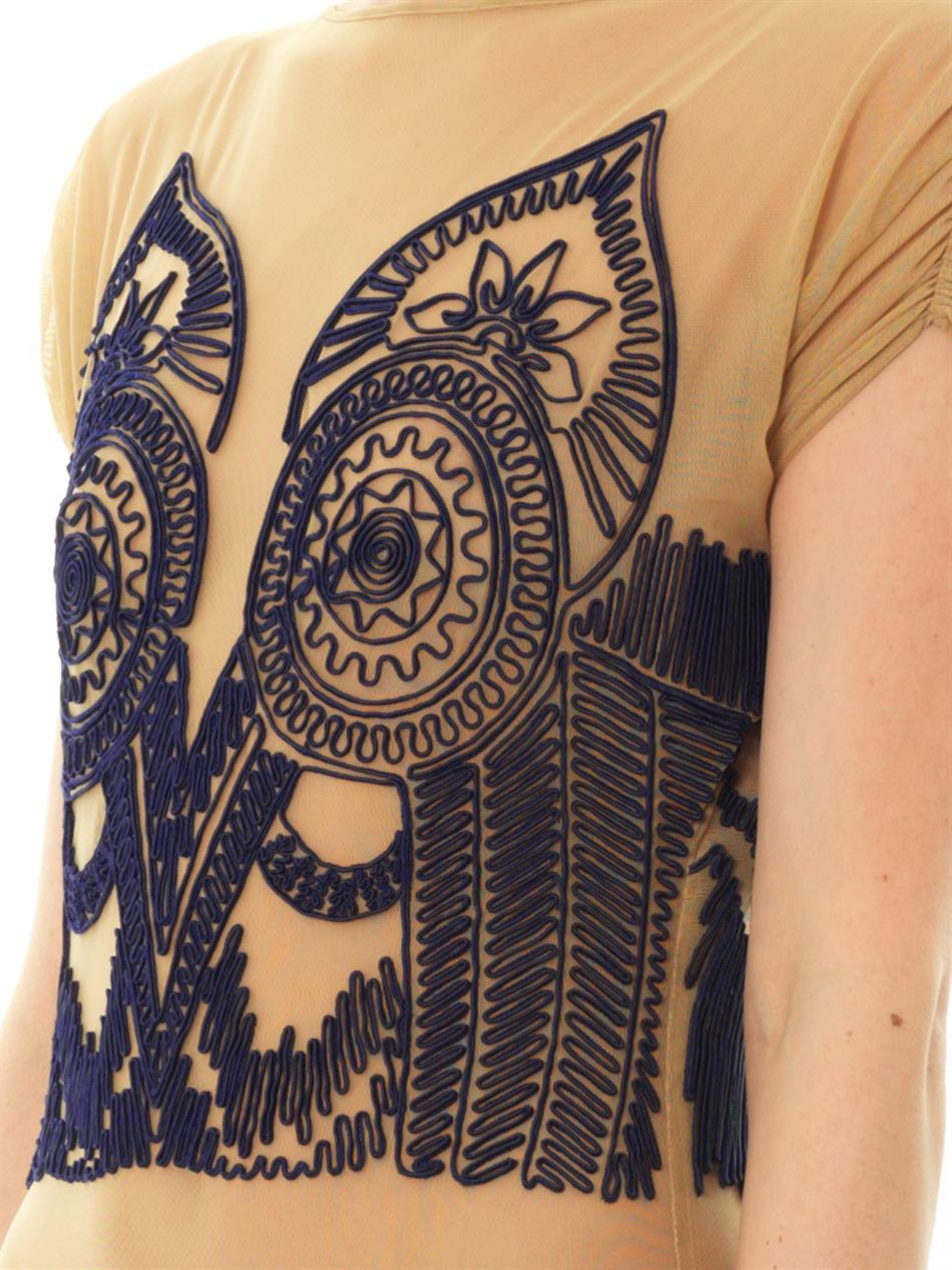 Lyst Jean Paul Gaultier Tattoo Embroidered Bodysuit in Natural