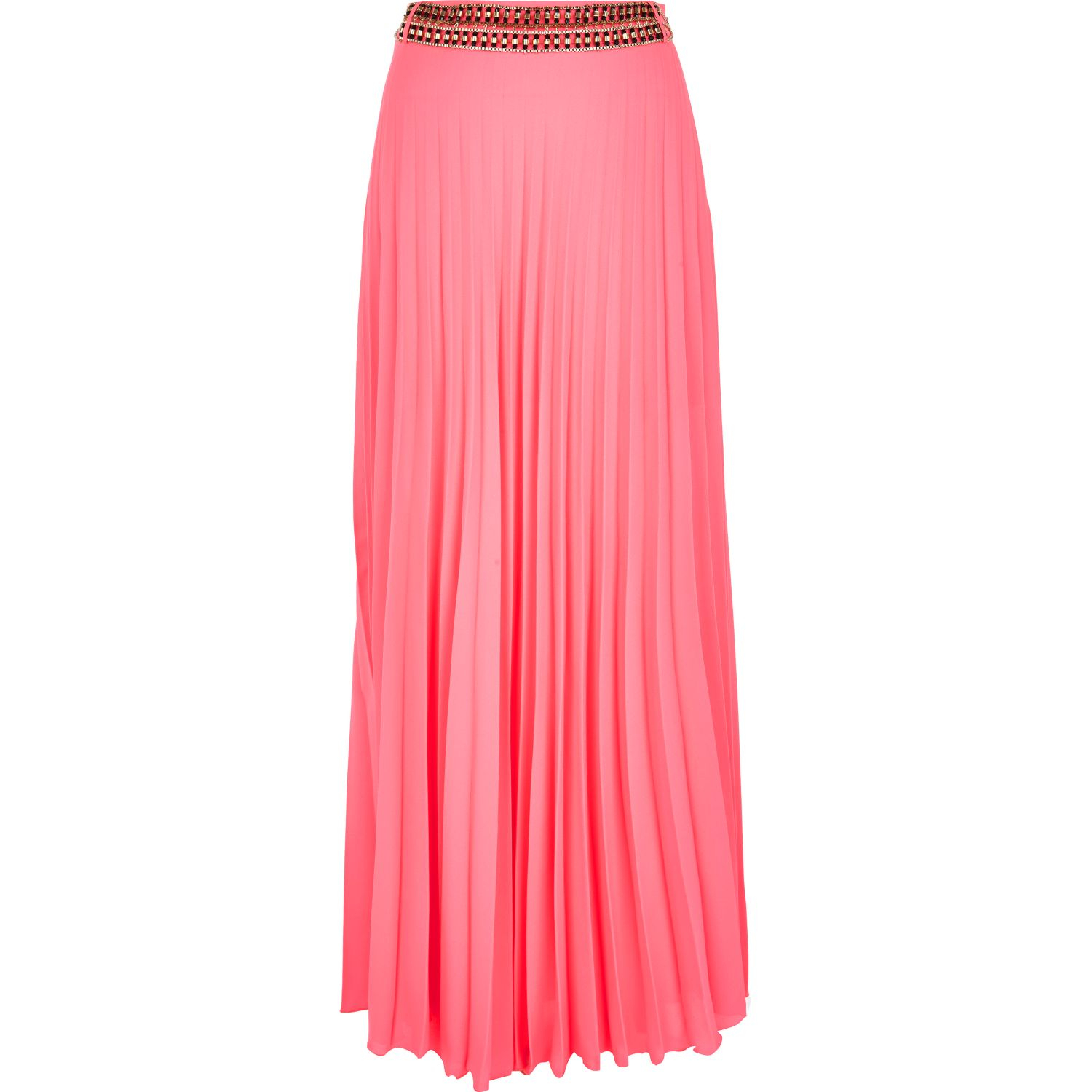 River Island Pink Pleated Maxi Skirt in Pink | Lyst