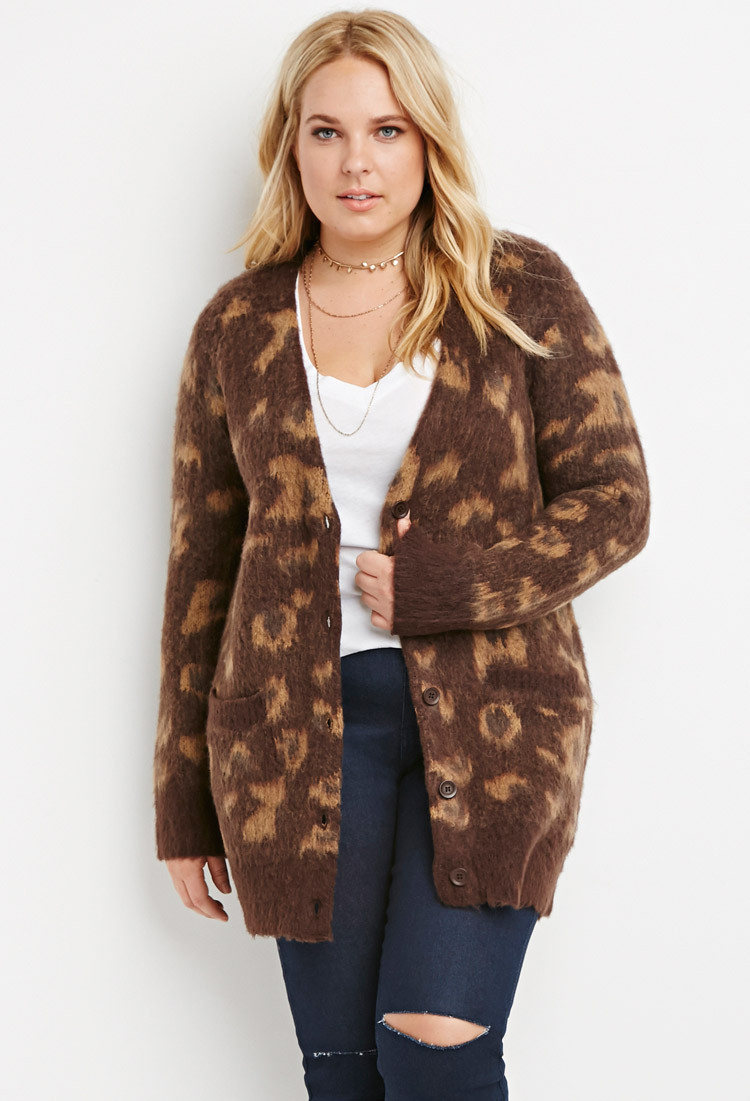 leopard plus size cardigan