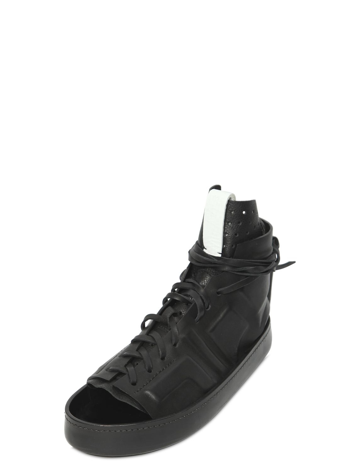 Lyst - Artselab Open Toe Leather High Top Sneakers in Black for Men