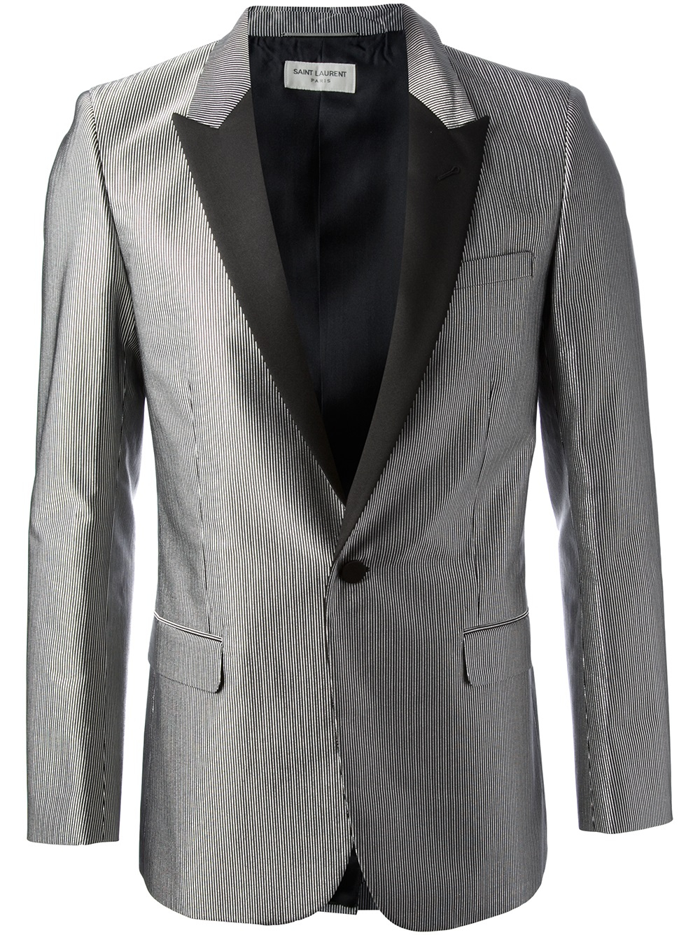 Lyst - Saint Laurent Striped Tuxedo Blazer in Gray for Men