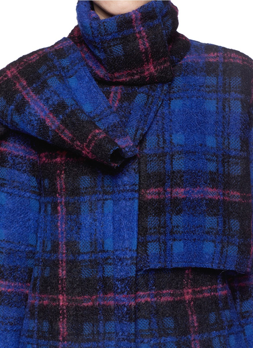 Lyst - Thakoon Plaid Scarf Mohair Coat in Blue