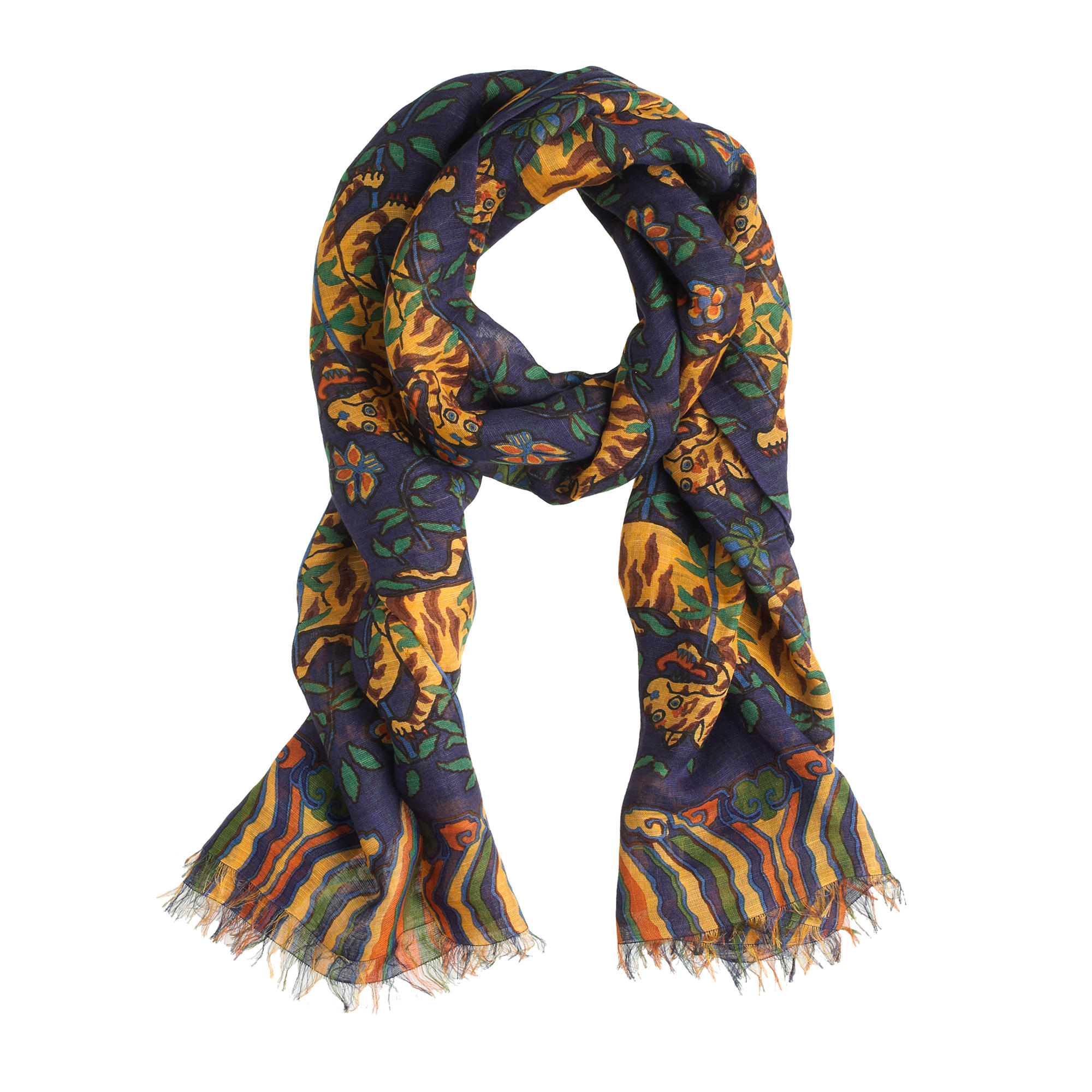 Drake's Tiger Scarf in Blue for Men | Lyst