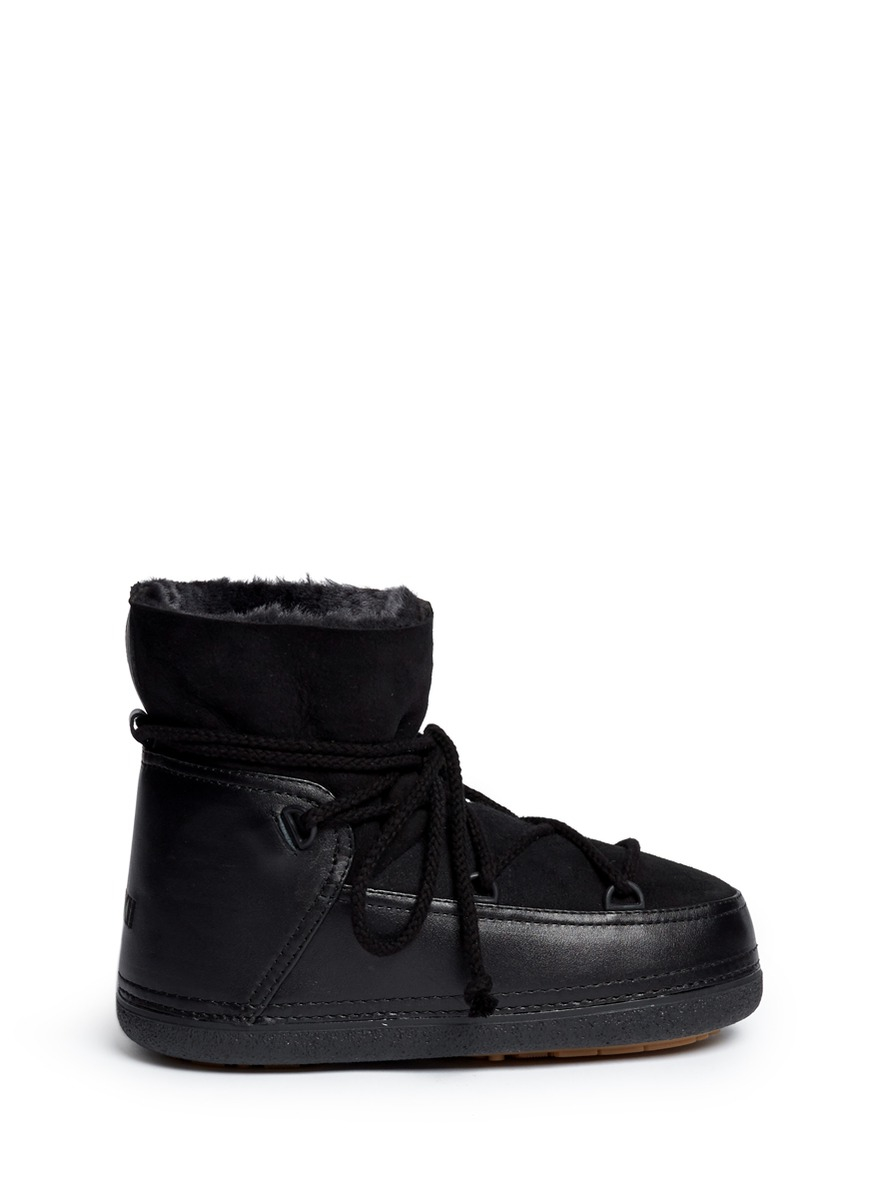 Lyst - Ikkii Classic Suede and Shearling Moon Boots in Black