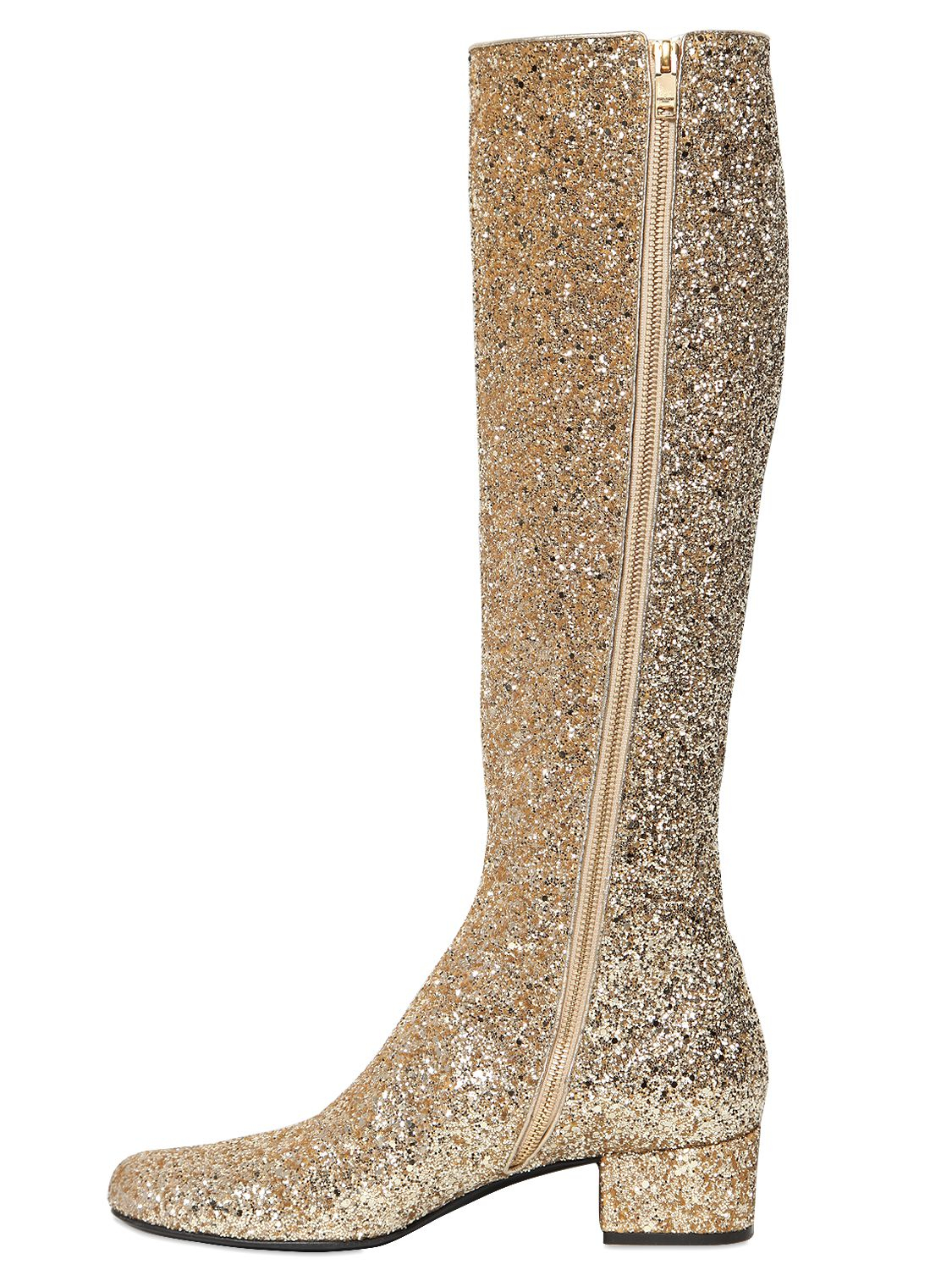 Lyst Saint Laurent Babies KneeHigh Glitter Boots in Metallic