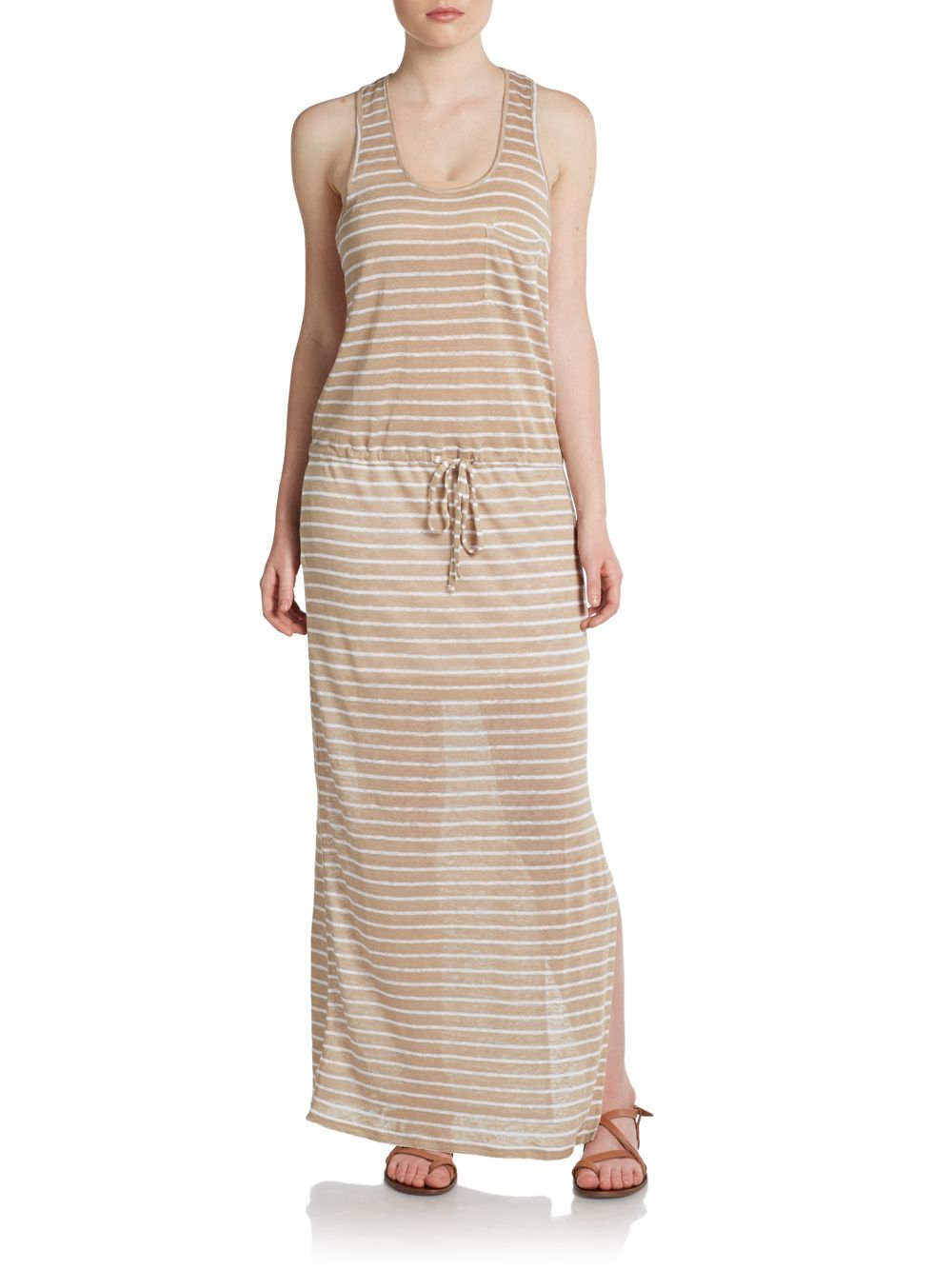 Lyst - C&C California Oceanic Striped Linen Maxi Dress in Natural