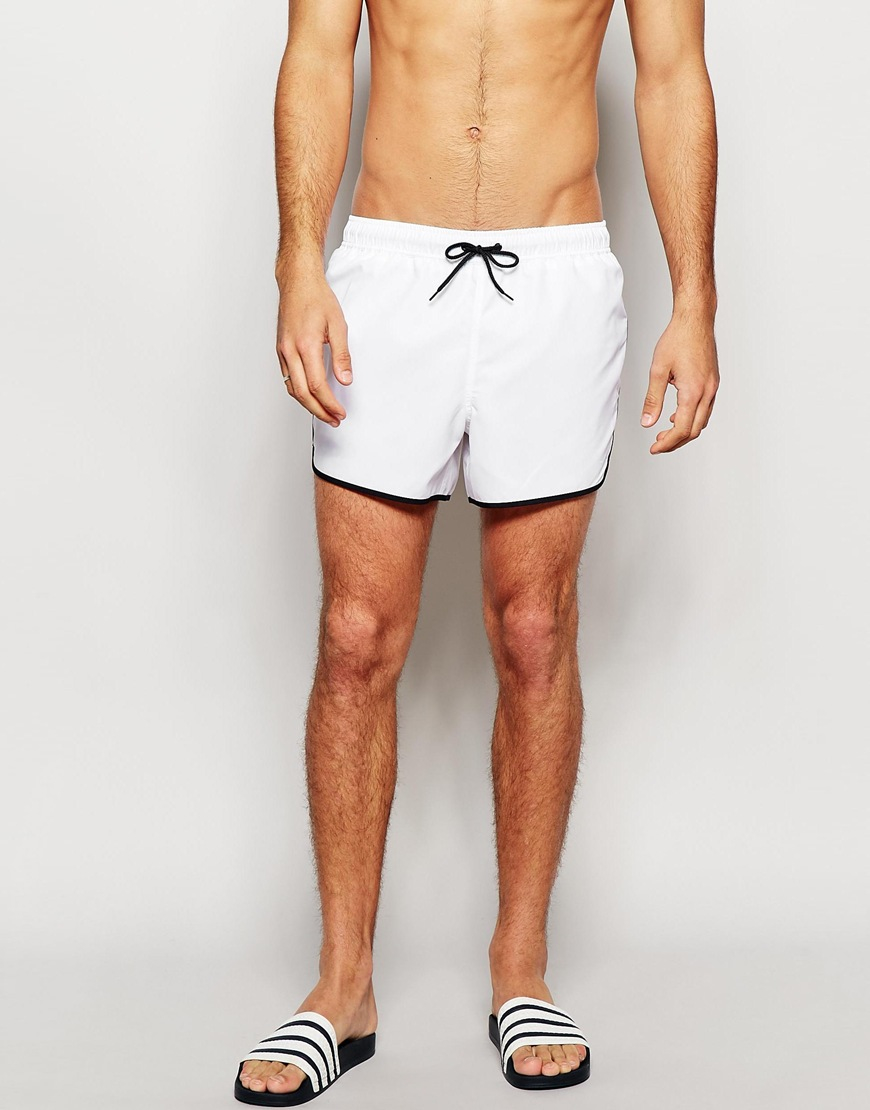 Asos Runner Swim Shorts In White Short Length - White in White for Men ...