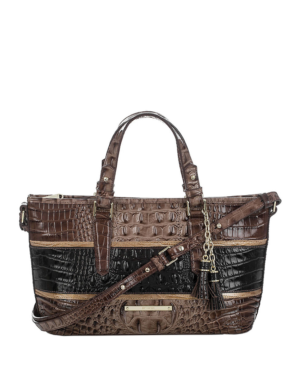 Like a shiny new toy, this patent leather satchel will catch the eye of every passerby. From Dooney & Bourke.