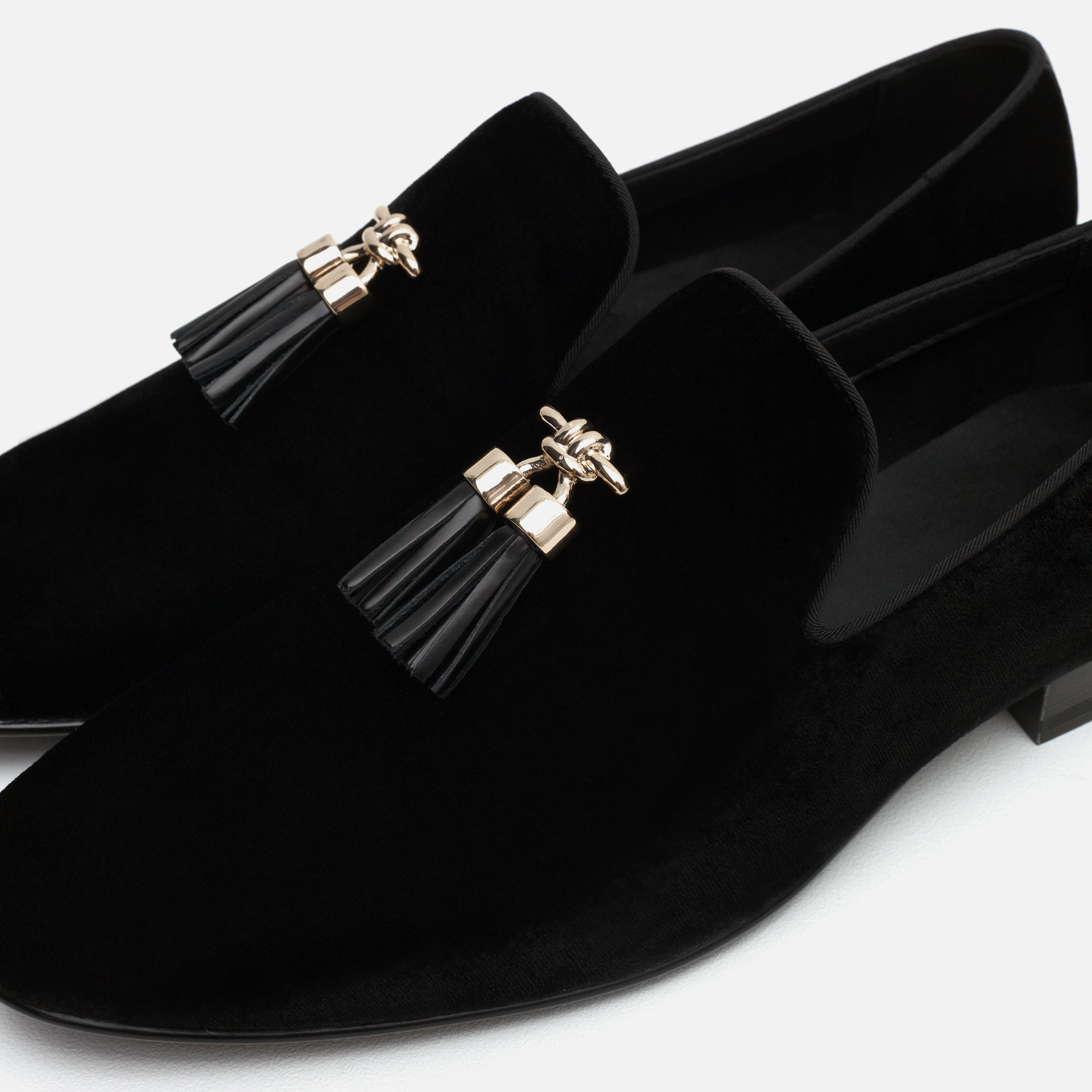  Zara  Velvet Loafers  With Tassels in Black for Men  Lyst