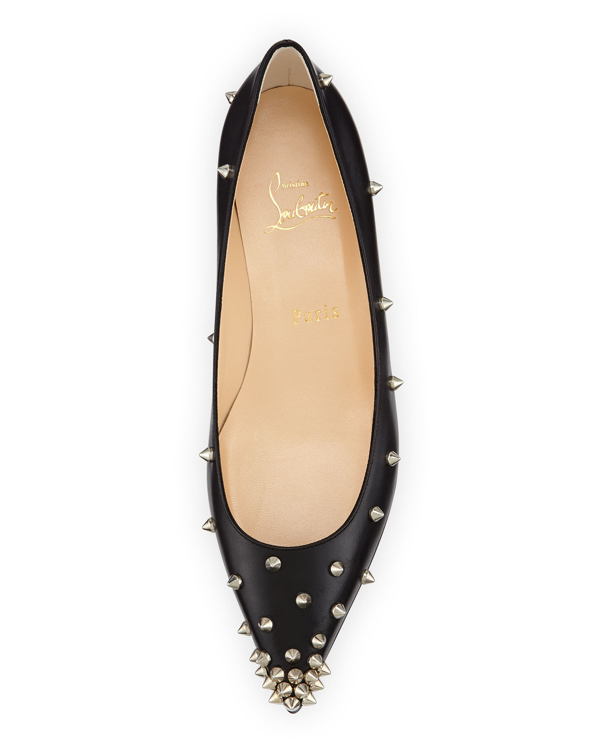 louis vuitton replicas shoes - Christian louboutin Degraspike Studded Pointed-Toe Flats in Black ...