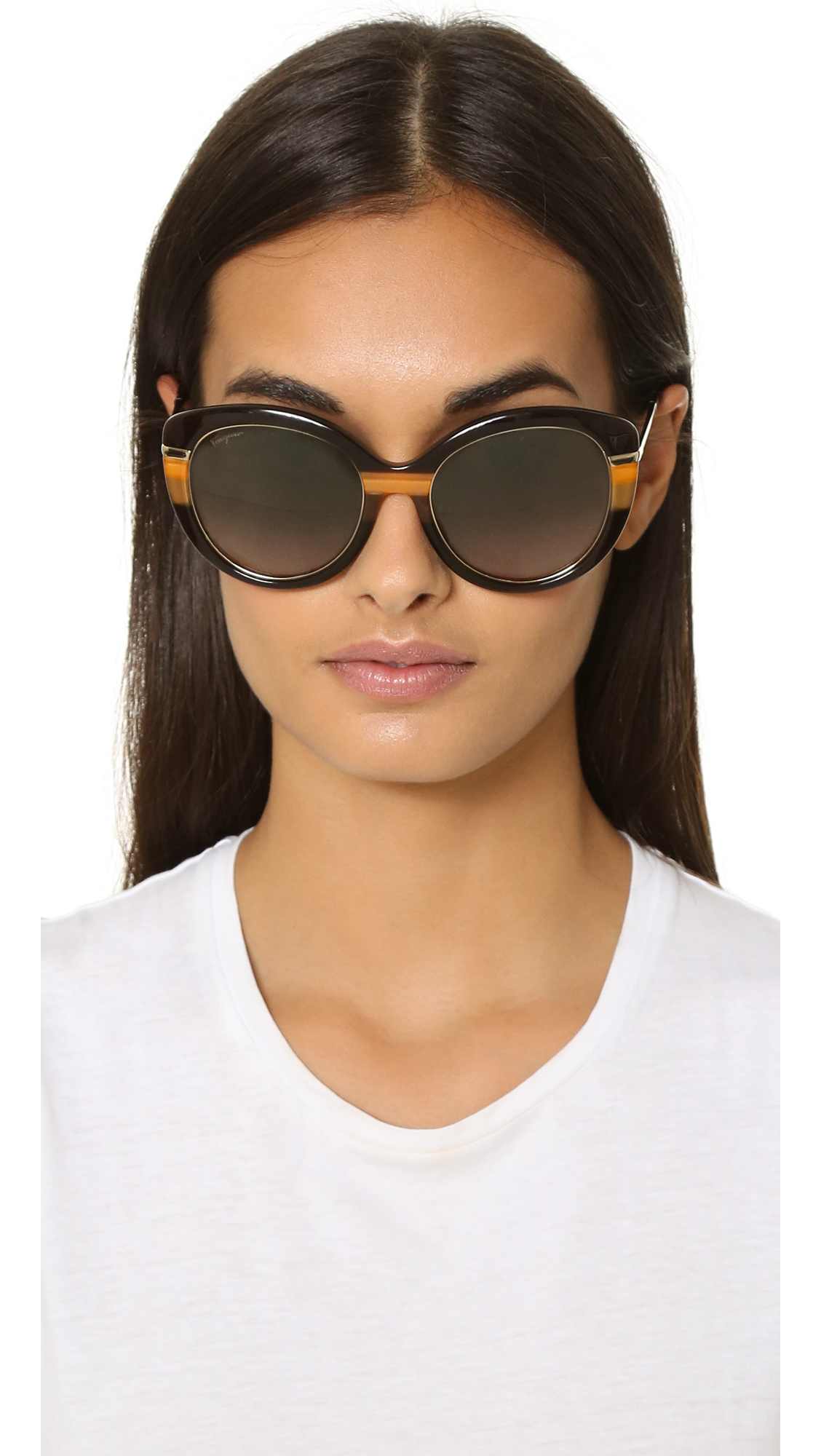 Ferragamo Cat Eye Sunglasses in Brown Lyst