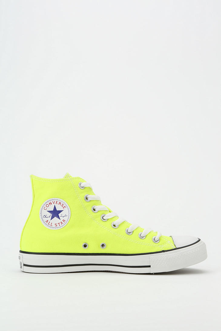 neon yellow converse high tops