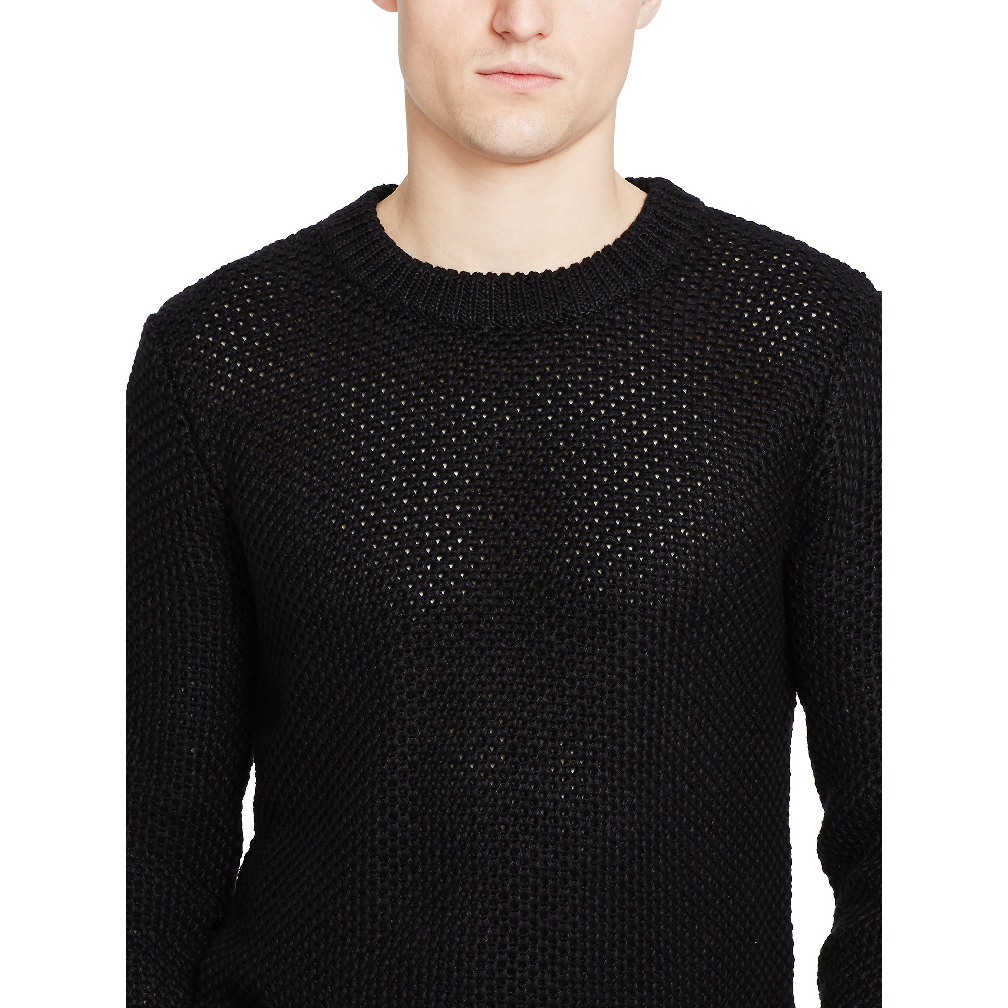 Ralph lauren black label Open-Knit Linen Sweater in Black for Men | Lyst