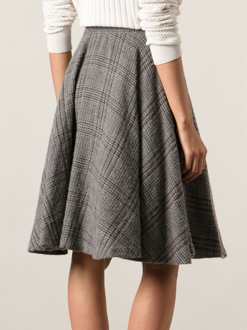 Erika Cavallini Semi Couture A-Line Plaid Skirt in Gray - Lyst