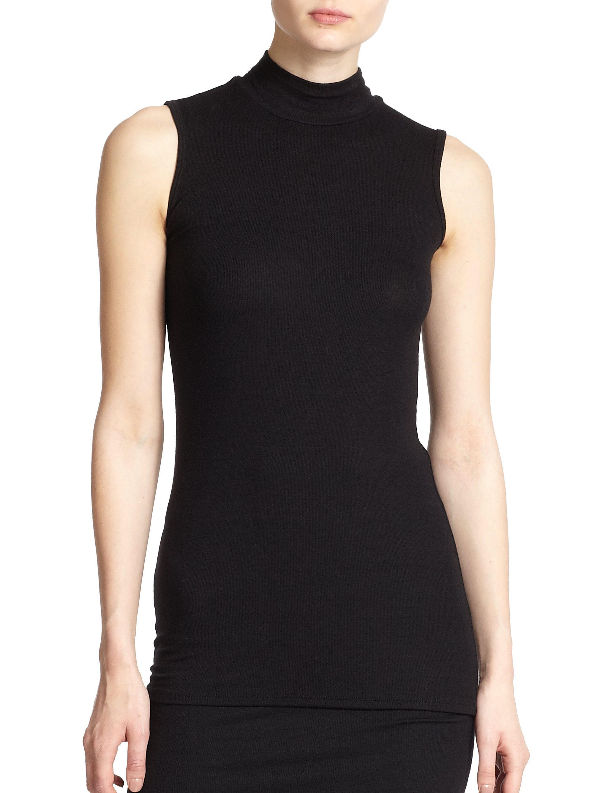 Lyst - Atm Mock-Turtleneck Knit Top in Black