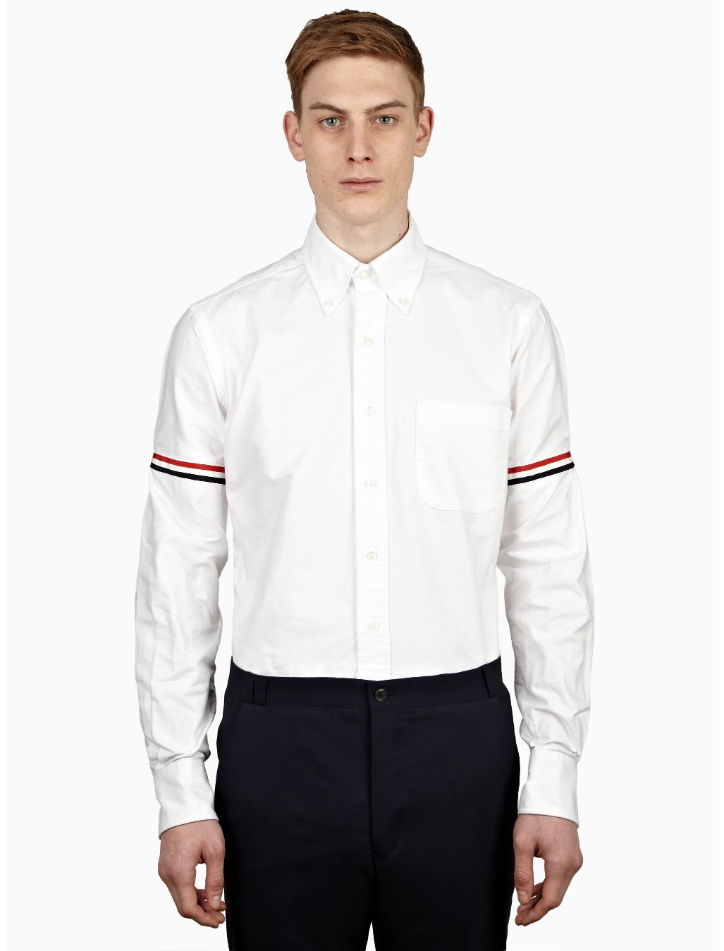 Thom Browne Mens Rwb Sleeve Buttondown Oxford Shirt in White for Men | Lyst