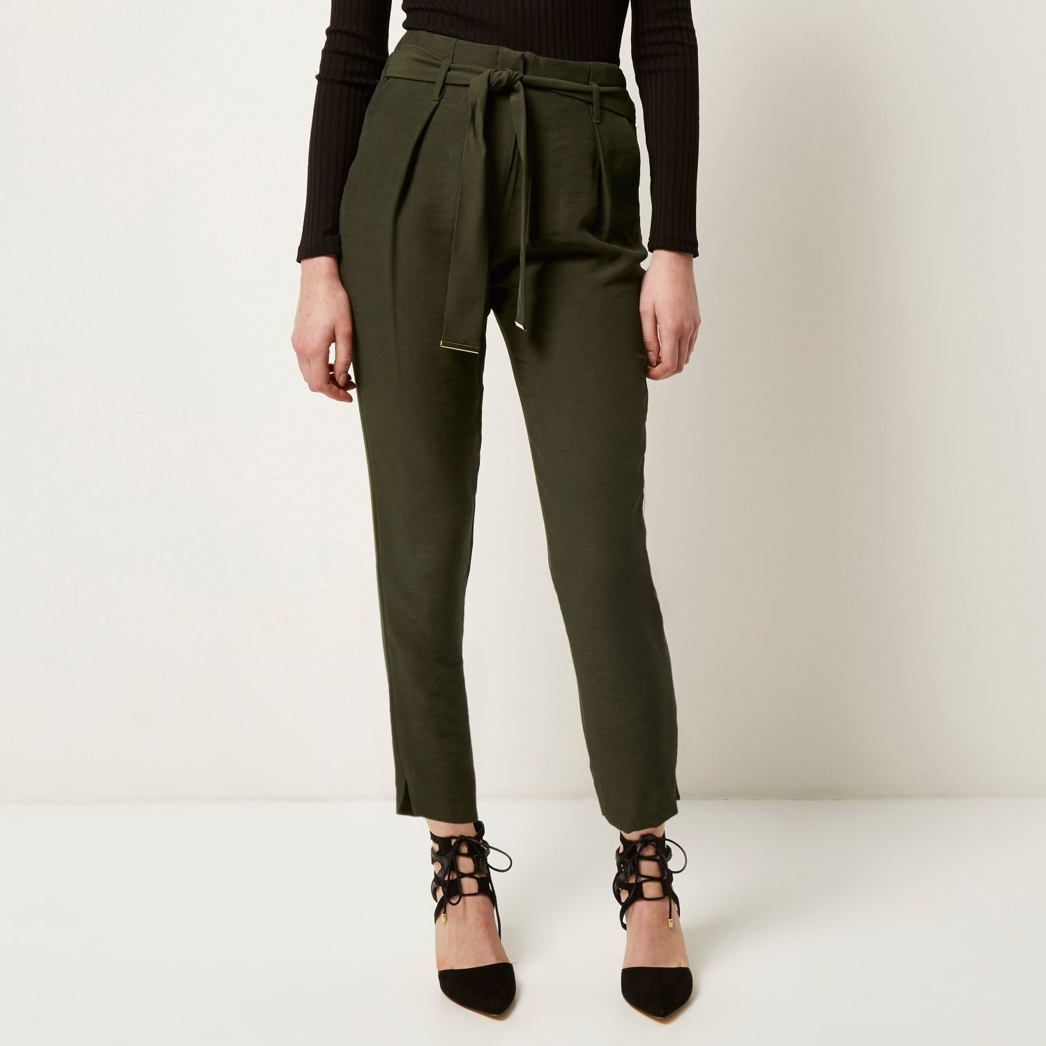 striped tie waist trousers