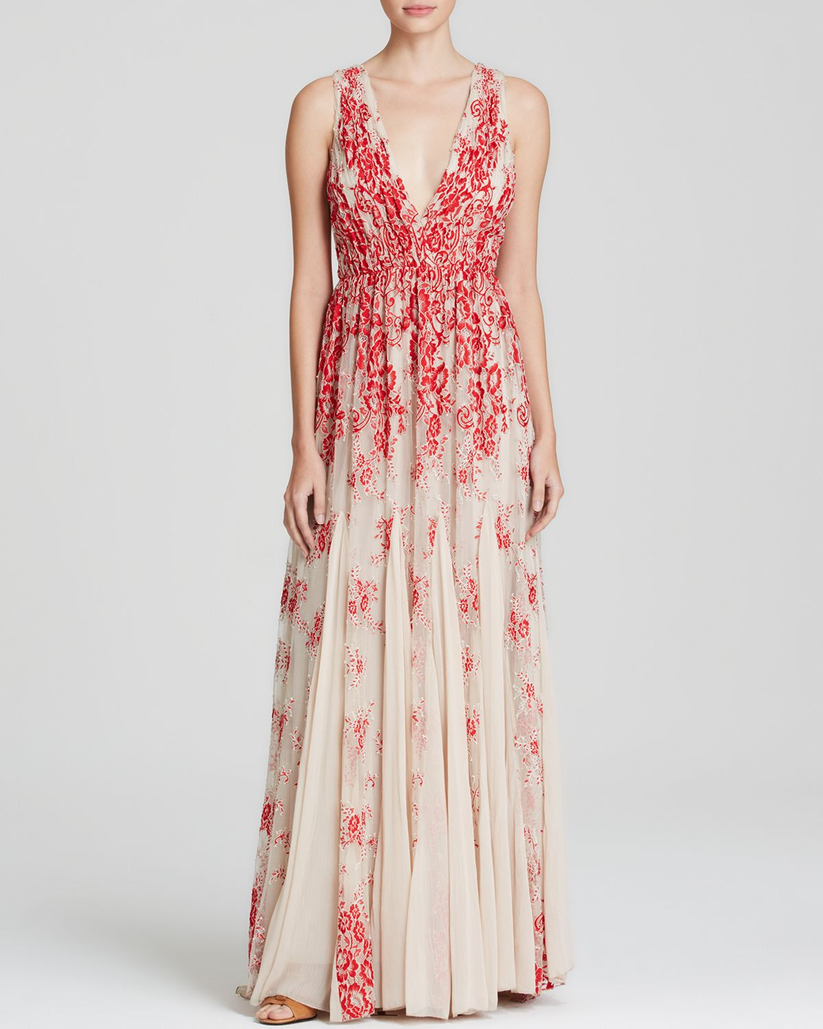 Lyst Alice Olivia Maxi Dress Brolley Gathered Ets In Red Gallery