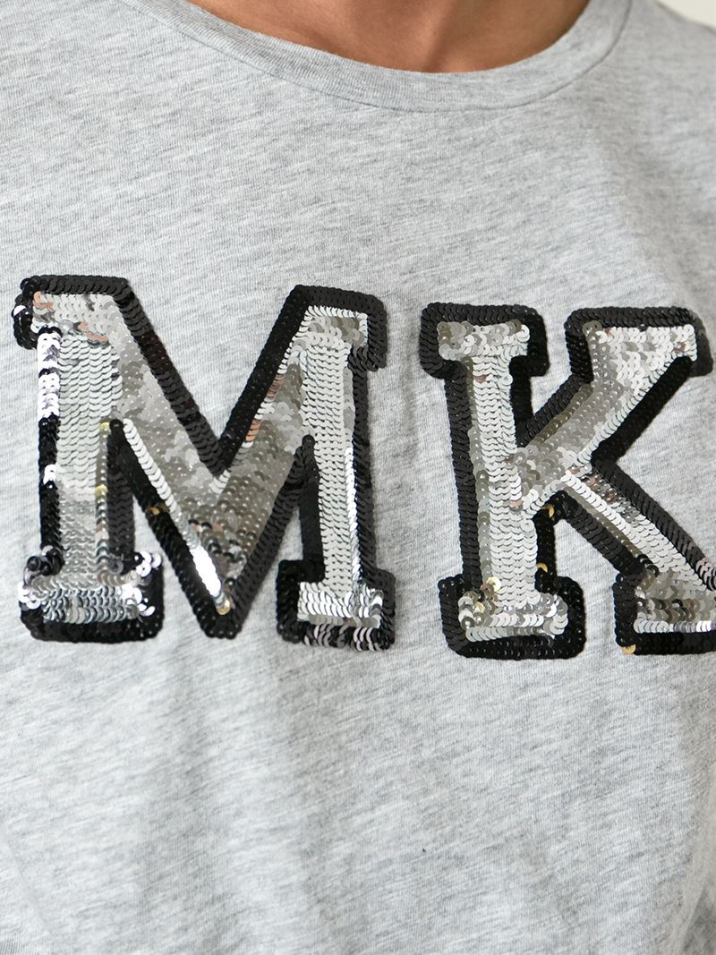 Lyst - Michael Michael Kors Sequin Logo T-shirt in Gray