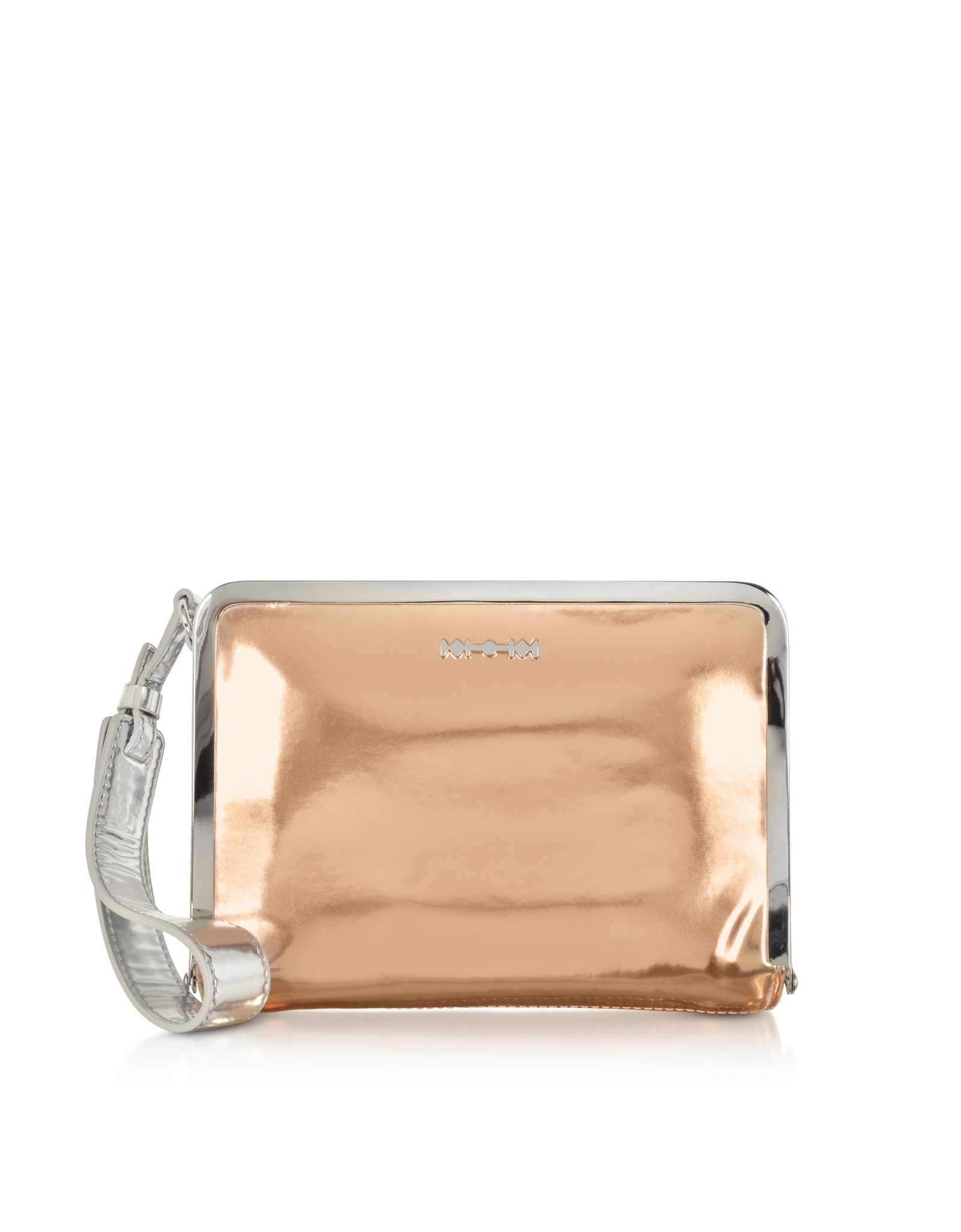 Lyst - Mcq Aira Rose Gold And Silver Metallic Eco Leather Clutch in ...