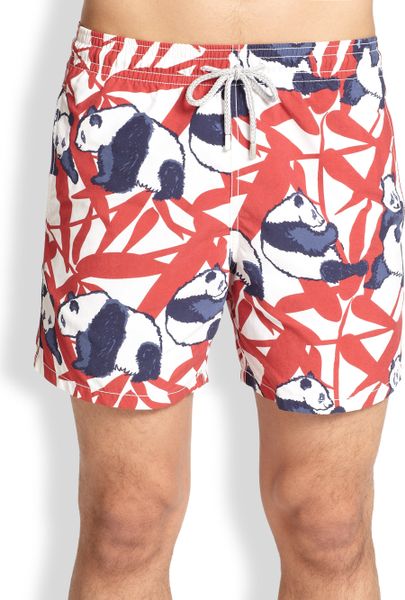 Vilebrequin Moorea Panda Bear Swim Trunks in Red for Men (CRIMSON) | Lyst