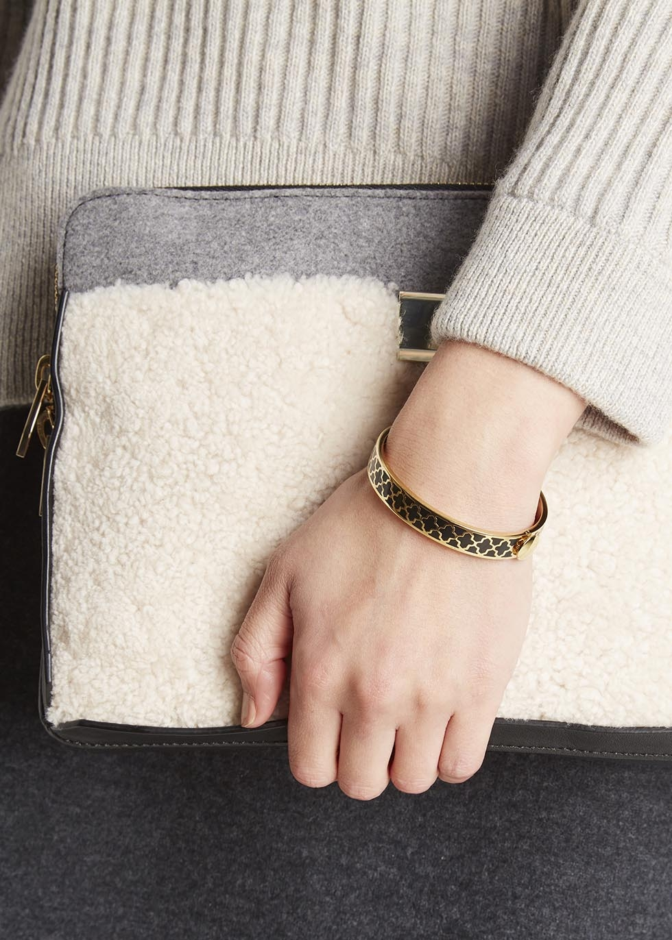 Halcyon Days Agama Gold Plated Enamel Bangle In Black Lyst Gallery