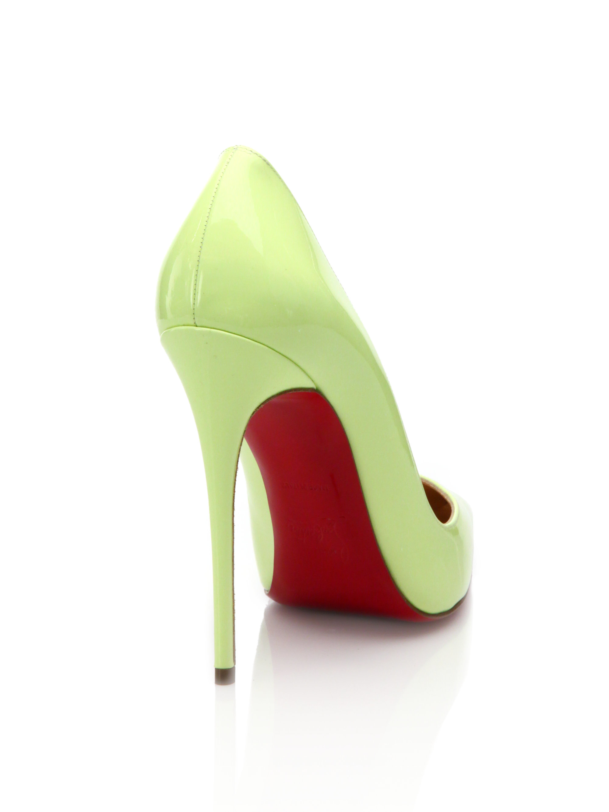 Christian louboutin So Kate Patent Leather Pumps in Green (neon ...