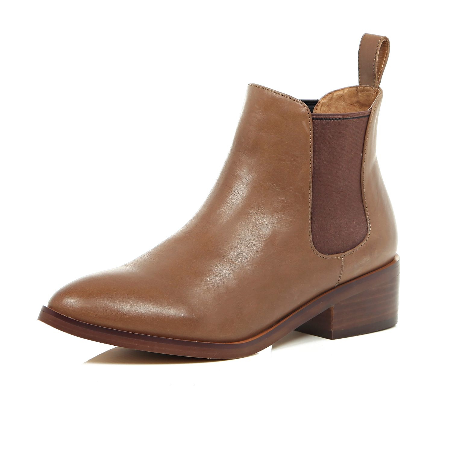 River Island Brown Leather Chelsea Boots in Brown | Lyst