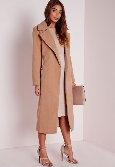Missguided Oversized Camel Coat in Natural | Lyst