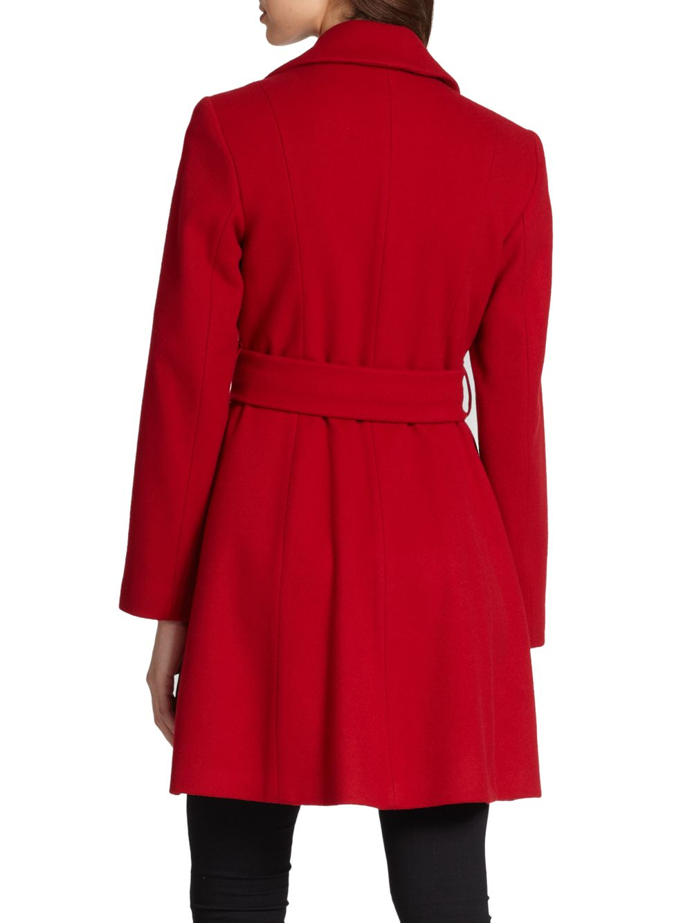Sofia cashmere Wool Cashmere Belted Coat in Red | Lyst