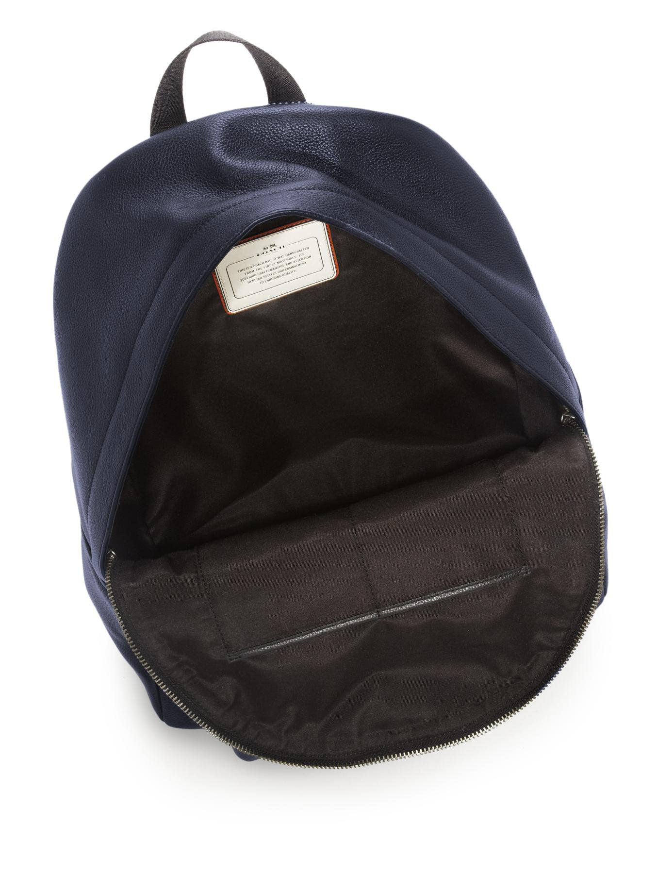 Lyst - Coach Refined Pebbled Leather Backpack in Blue for Men