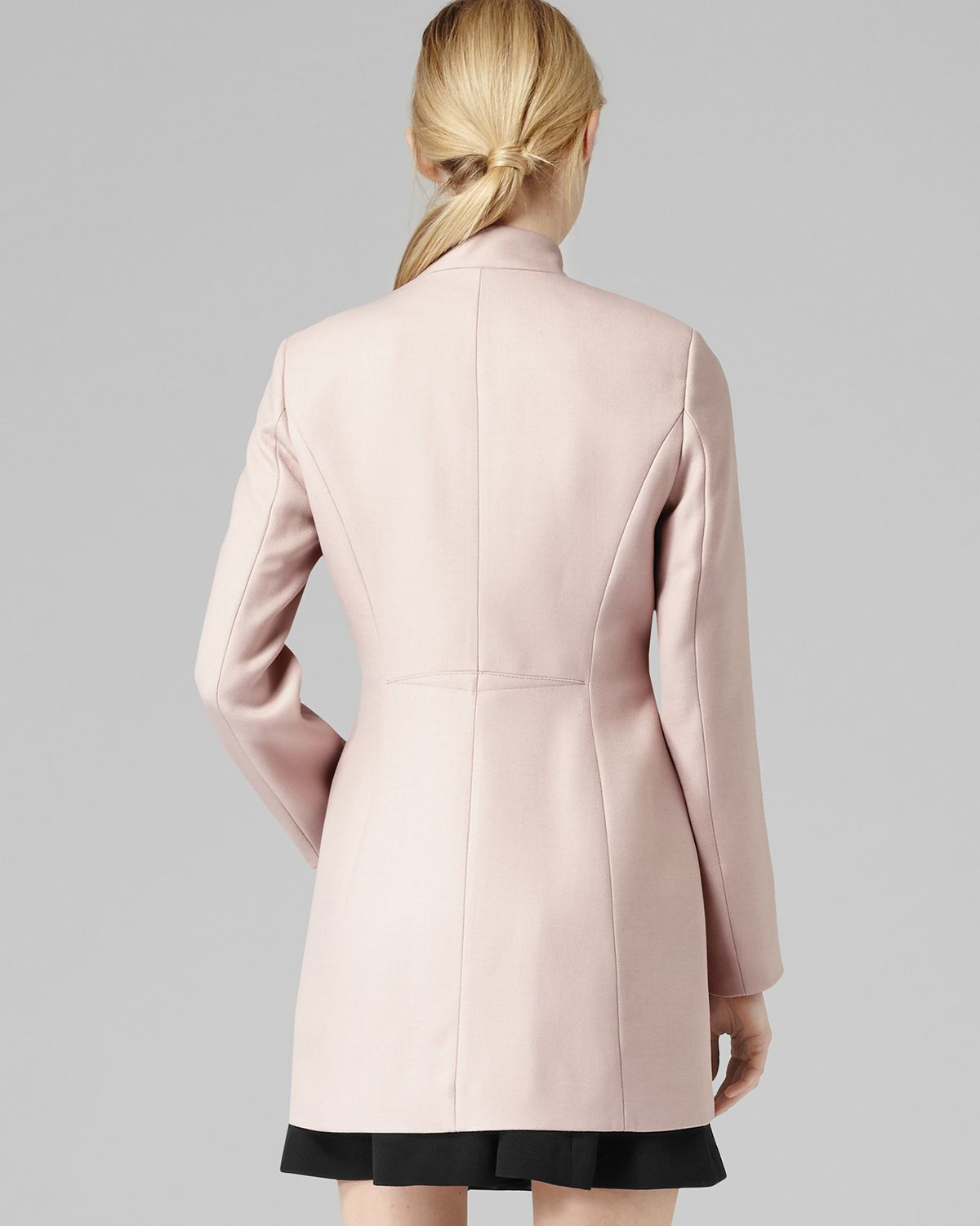 Lyst Reiss Coat Regale Mandarin Collar in Pink