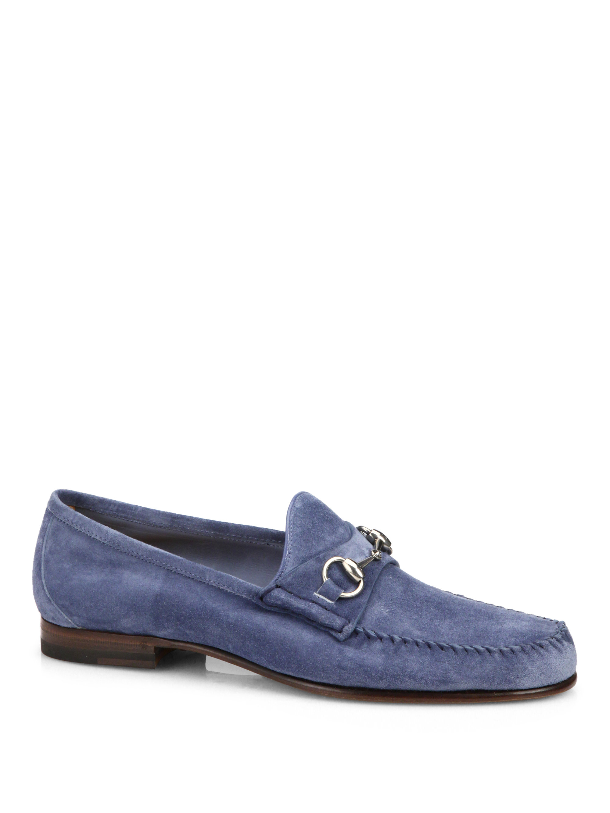 Gucci Suede Horsebit Loafers in Blue for Men | Lyst