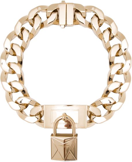 Givenchy Chain Necklace with Metal Lock Front in Gold | Lyst