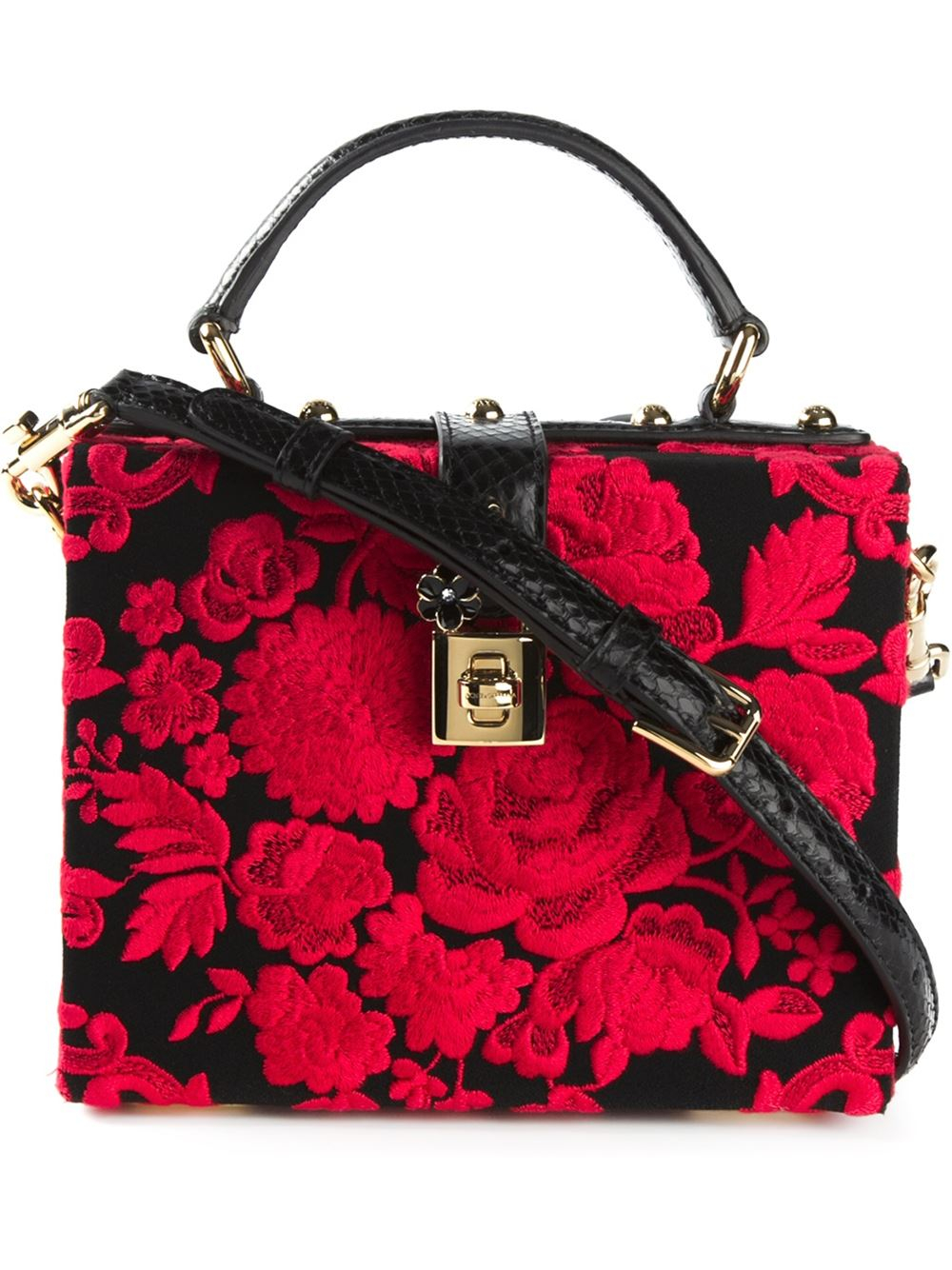 Dolce & Gabbana Dolce Floral-Print Shoulder Bag In Black | Lyst